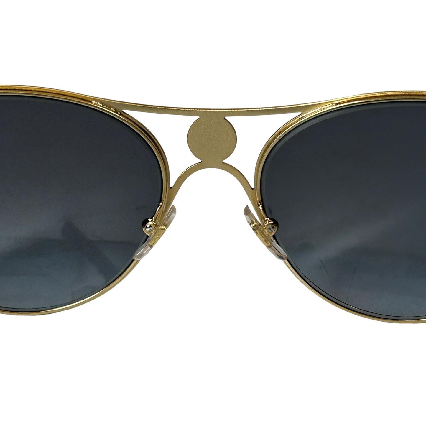 VERSACE 0VE2237 MEDUSA BRIDGE ROUND METAL FRAME SUNGLASSES - BLACK/GOLD - NEW