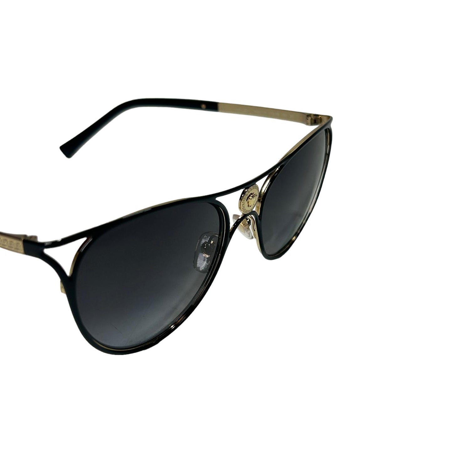 VERSACE 0VE2237 MEDUSA BRIDGE ROUND METAL FRAME SUNGLASSES - BLACK/GOLD - NEW