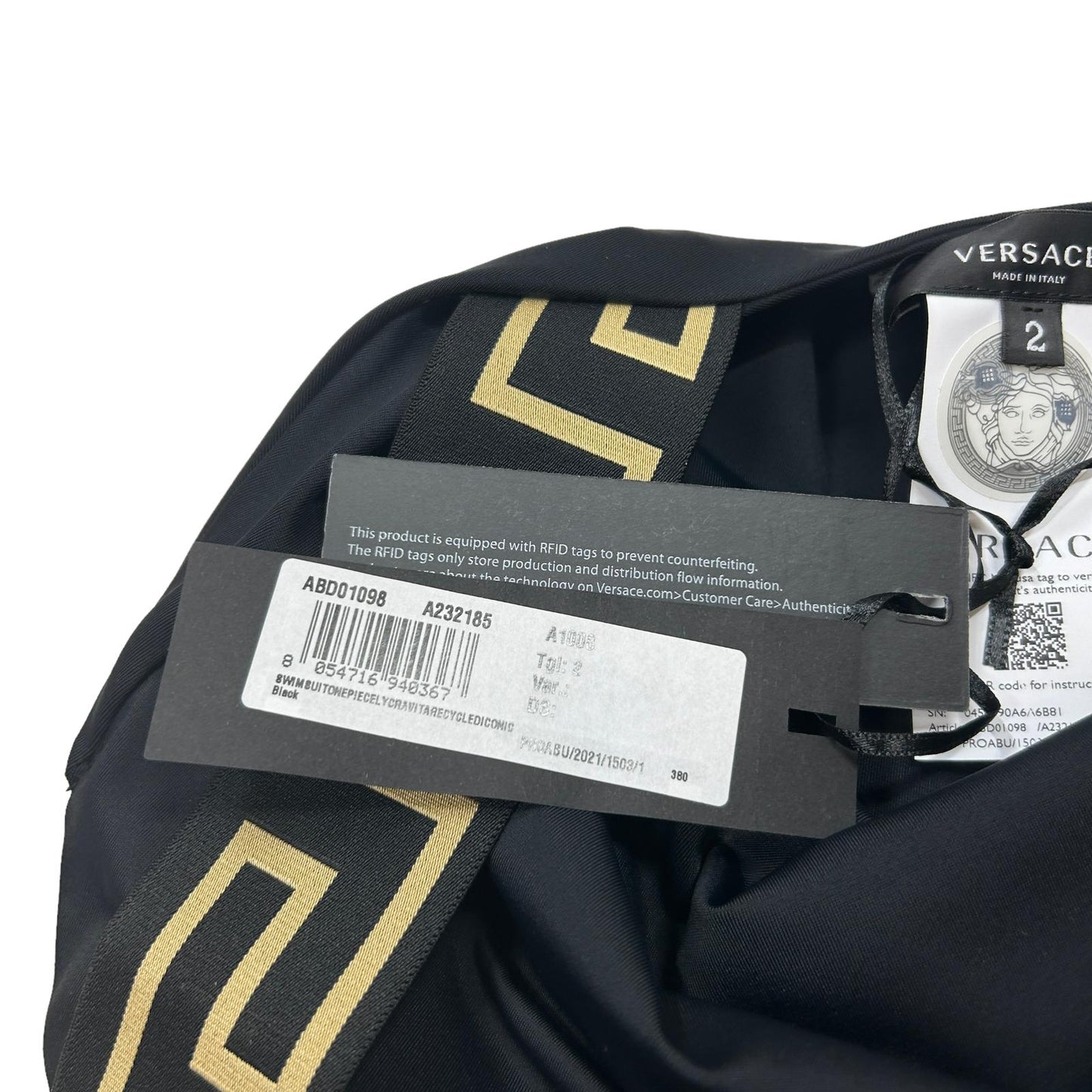 VERSACE SWIMWEAR GRECA BORDER ONE PIECE SWIMSUIT - LYCRA - SIZE 2 - SMALL - NEW