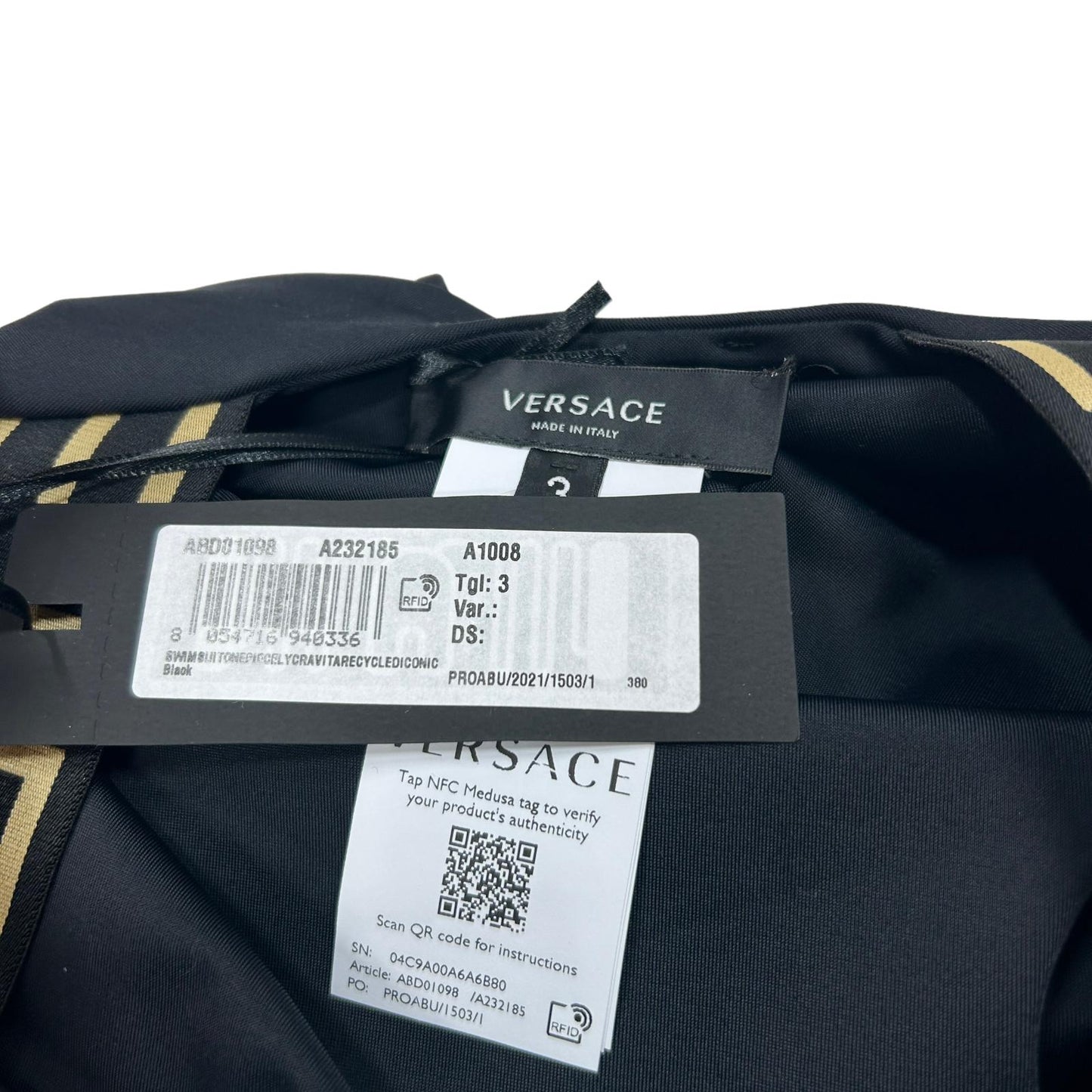 VERSACE SWIMWEAR GRECA BORDER ONE PIECE SWIMSUIT - LYCRA - SIZE 3- MEDIUM - NEW