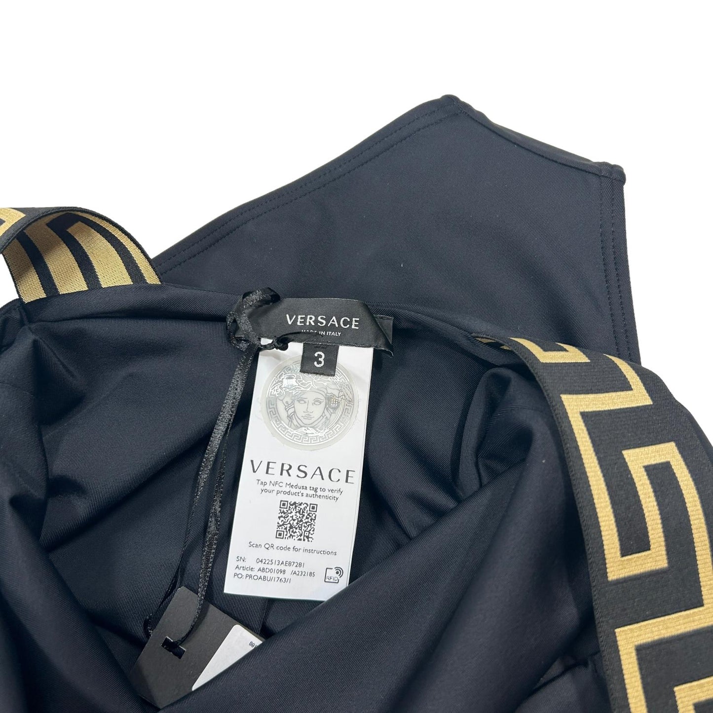 VERSACE SWIMWEAR GRECA BORDER ONE PIECE SWIMSUIT - LYCRA - SIZE 3/MEDIUM - NEW