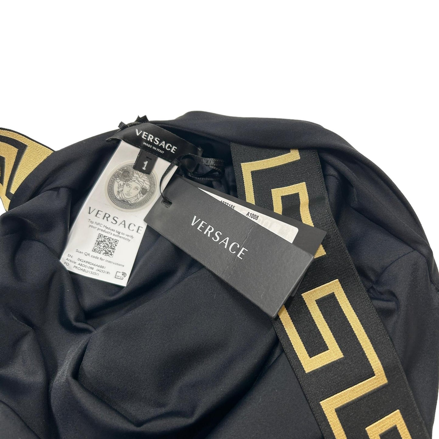 VERSACE SWIMWEAR GRECA BORDER ONE PIECE SWIMSUIT - LYCRA - SIZE 1 - EXTRA SMALL - NEW