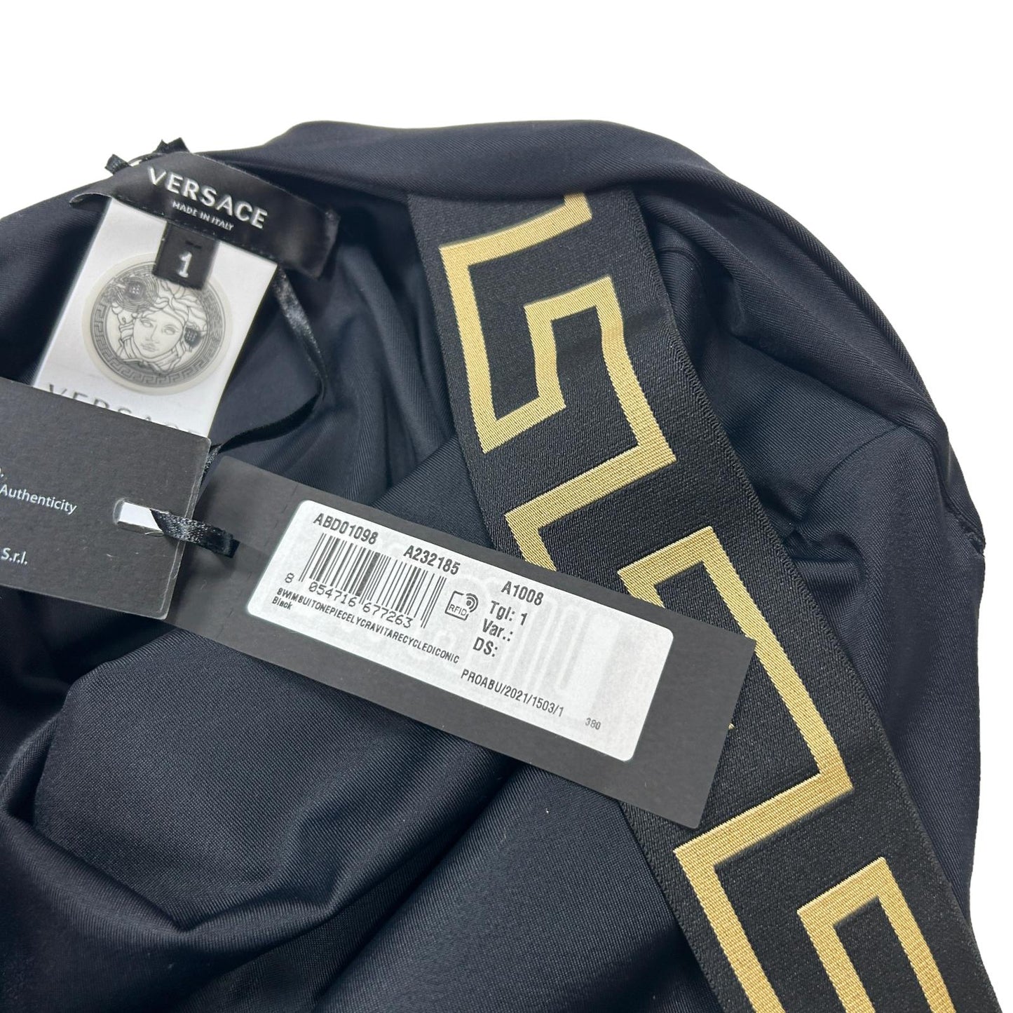 VERSACE SWIMWEAR GRECA BORDER ONE PIECE SWIMSUIT - LYCRA - SIZE 1 - EXTRA SMALL - NEW