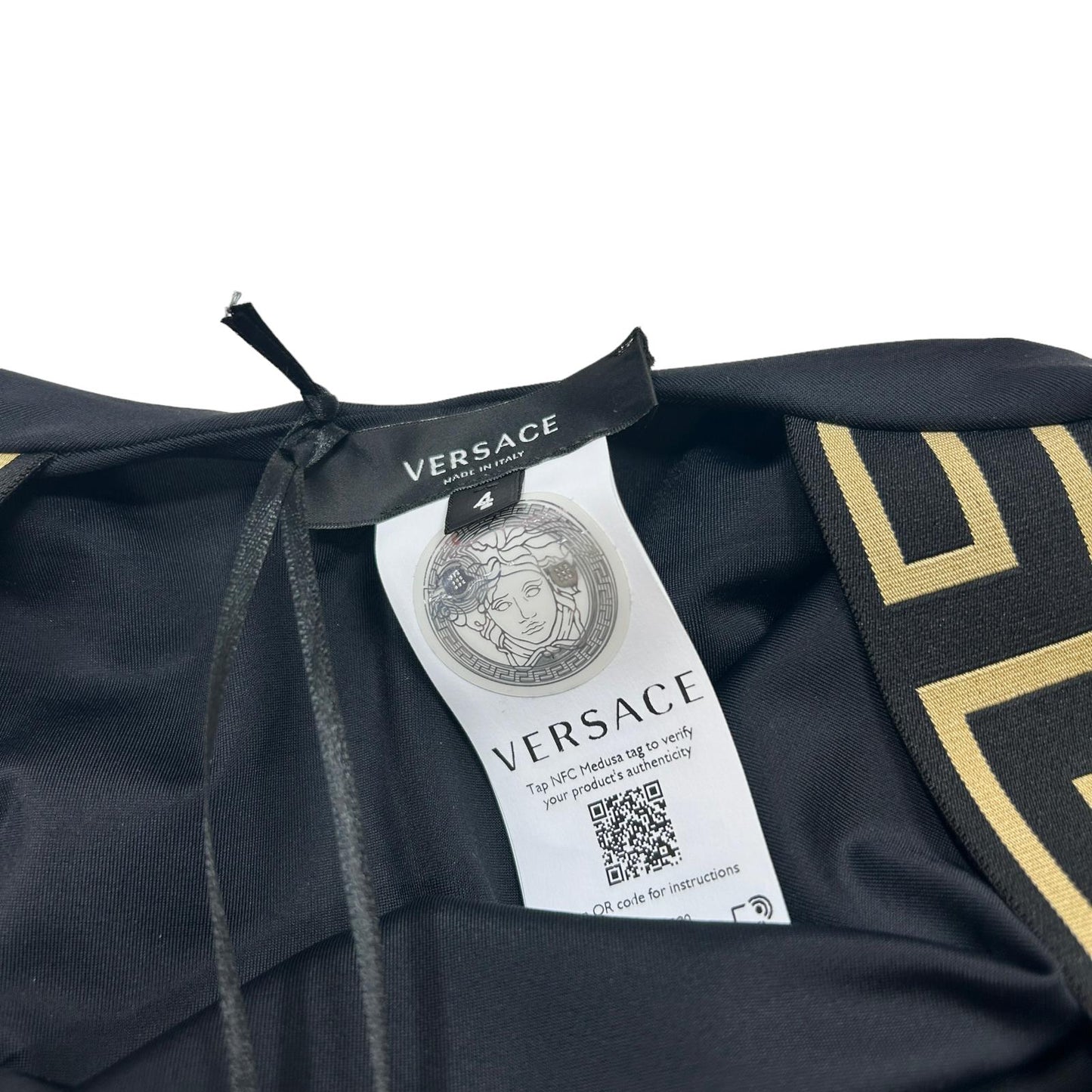 VERSACE SWIMWEAR GRECA BORDER ONE PIECE SWIMSUIT - LYCRA - SIZE 4 - LARGE - NEW