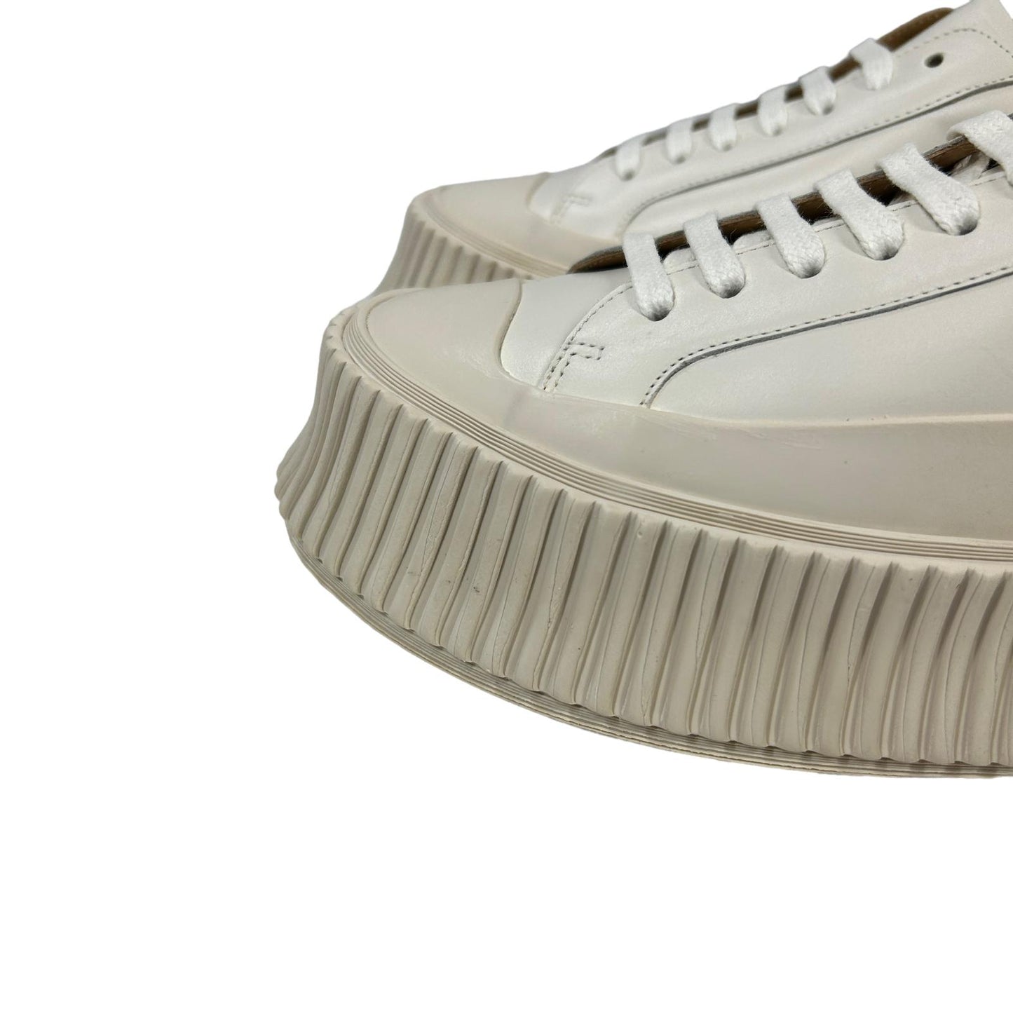 JIL SANDER VULCANIZED RUBBER SOLE LEATHER SNEAKERS - OFF WHITE - EU35 UK2 - NEW