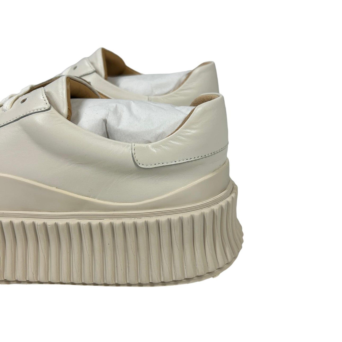 JIL SANDER VULCANIZED RUBBER SOLE LEATHER SNEAKERS - OFF WHITE - EU35 UK2 - NEW