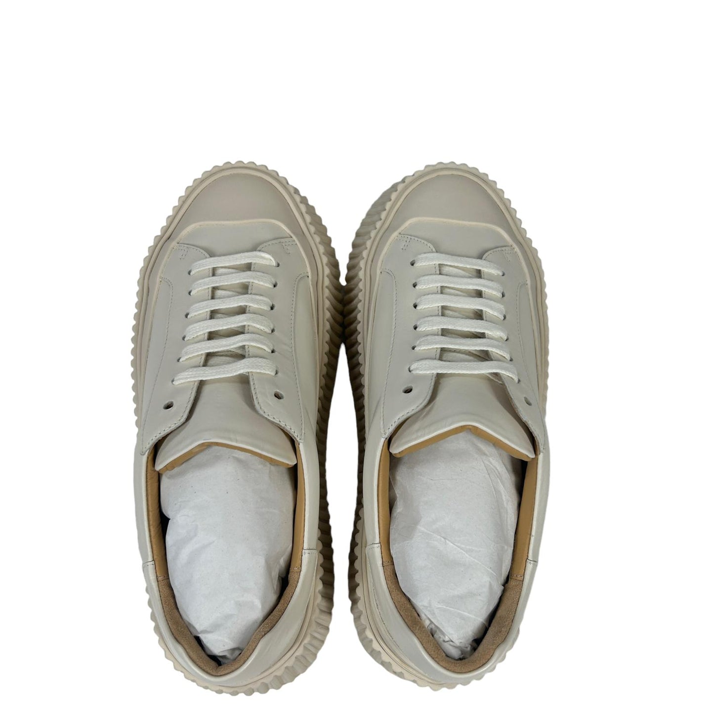 JIL SANDER VULCANIZED RUBBER SOLE LEATHER SNEAKERS - OFF WHITE - EU35 UK2 - NEW