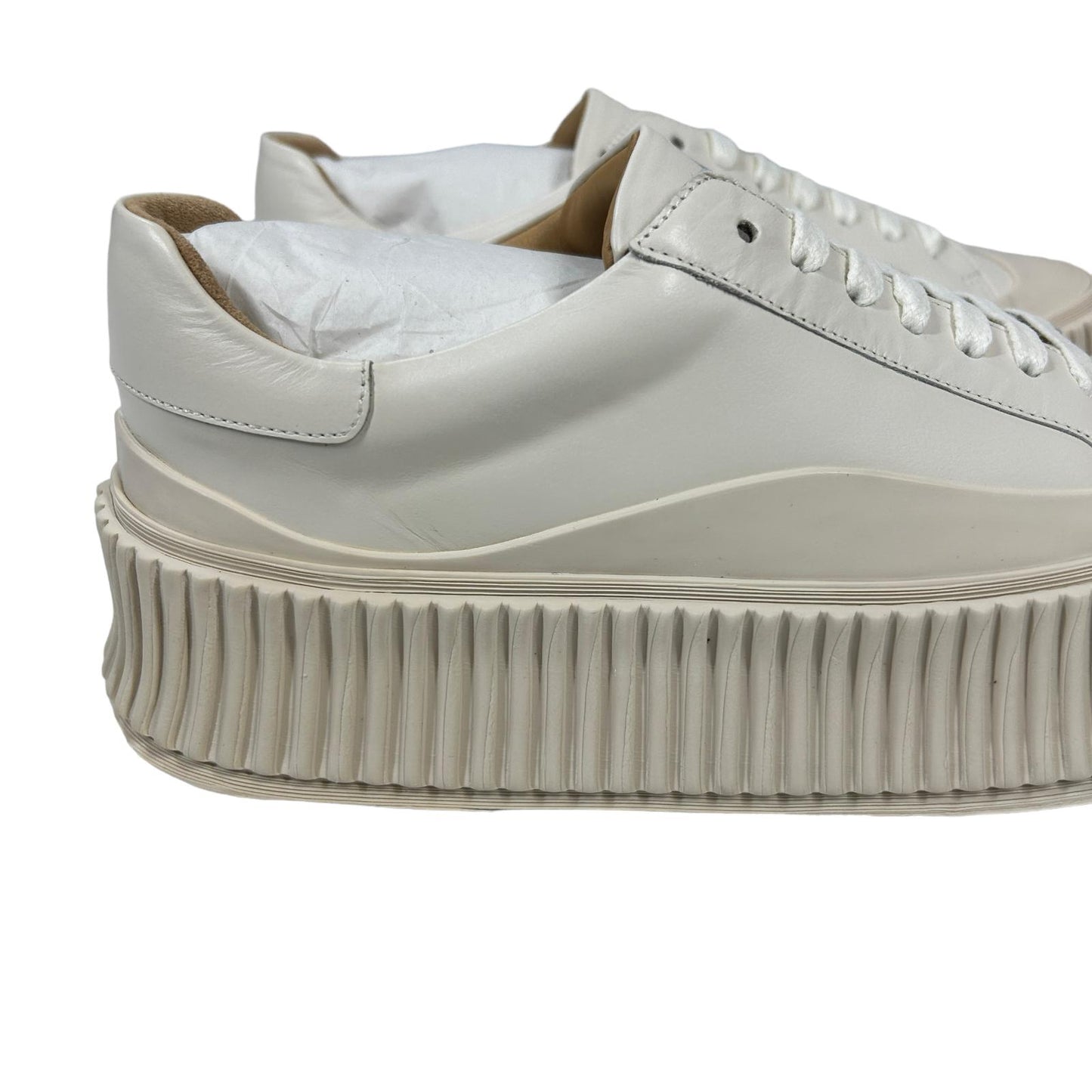 JIL SANDER VULCANIZED RUBBER SOLE LEATHER SNEAKERS - OFF WHITE - EU35 UK2 - NEW