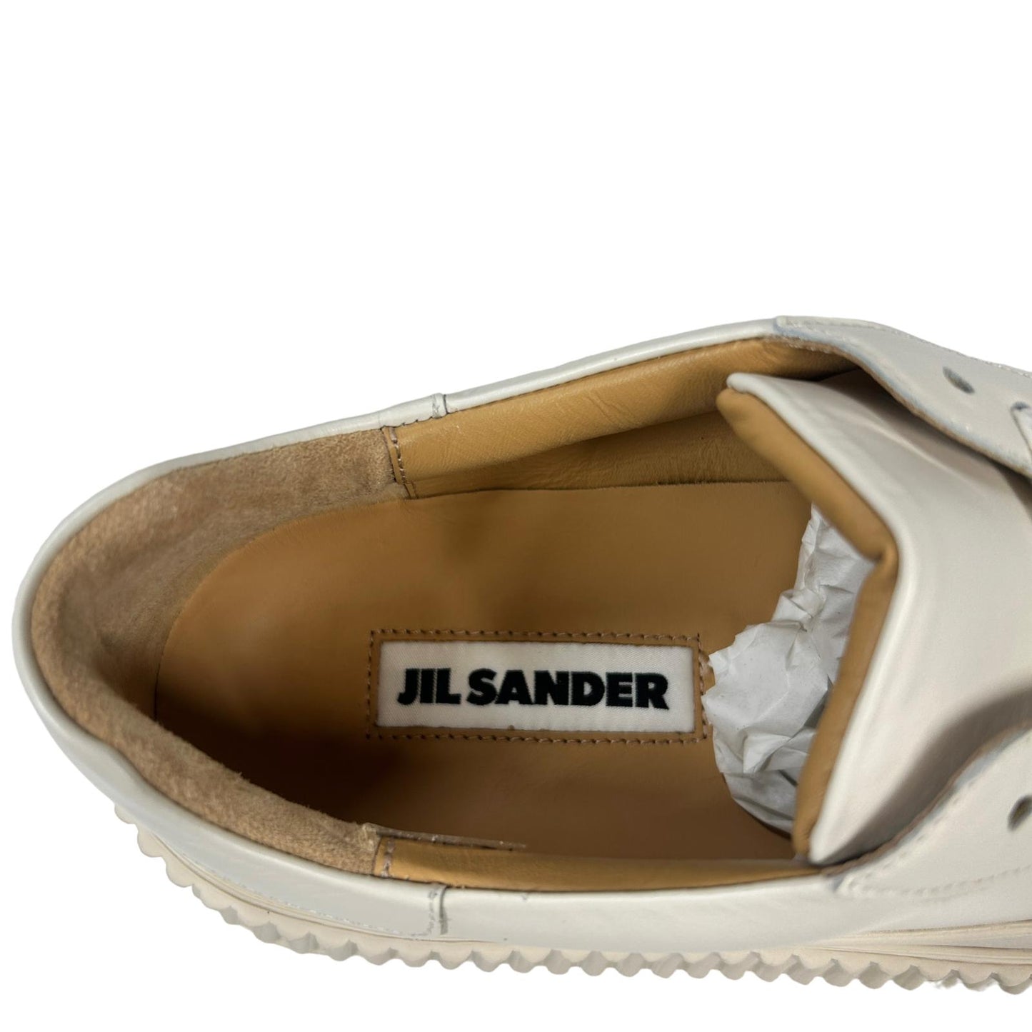 JIL SANDER VULCANIZED RUBBER SOLE LEATHER SNEAKERS - OFF WHITE - EU35 UK2 - NEW