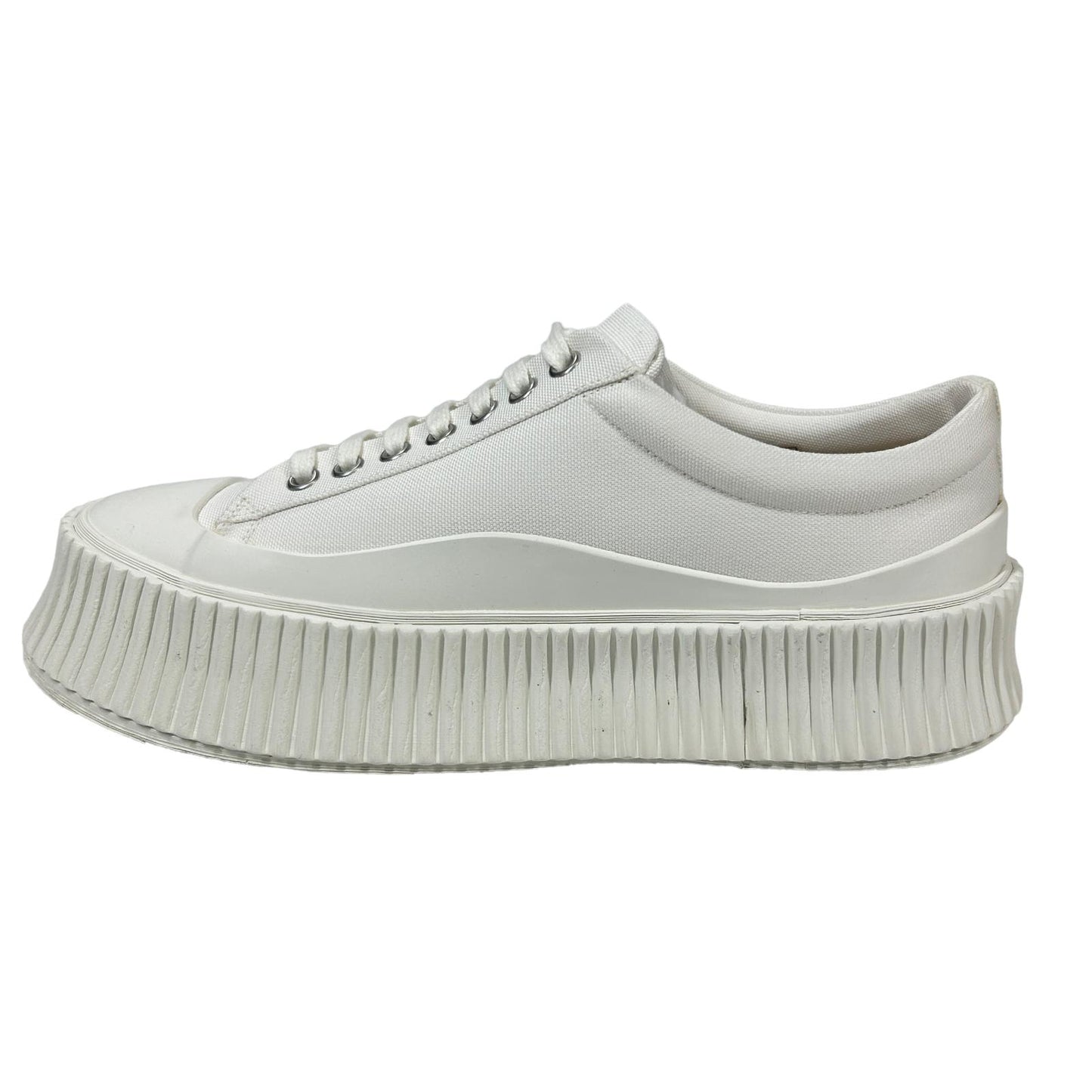 JIL SANDER VULCANIZED RUBBER SOLE CANVAS PLATFORM SNEAKERS - WHITE - EU38 UK5 - NEW