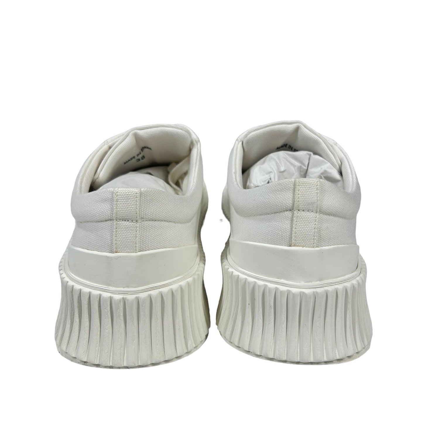 JIL SANDER VULCANIZED RUBBER SOLE CANVAS PLATFORM SNEAKERS - WHITE - EU38 UK5 - NEW