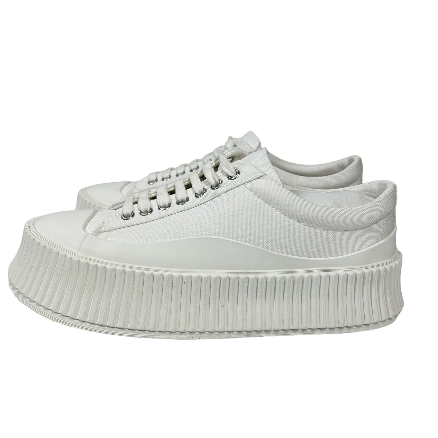 JIL SANDER VULCANIZED RUBBER SOLE CANVAS PLATFORM SNEAKERS - WHITE - EU38 UK5 - NEW