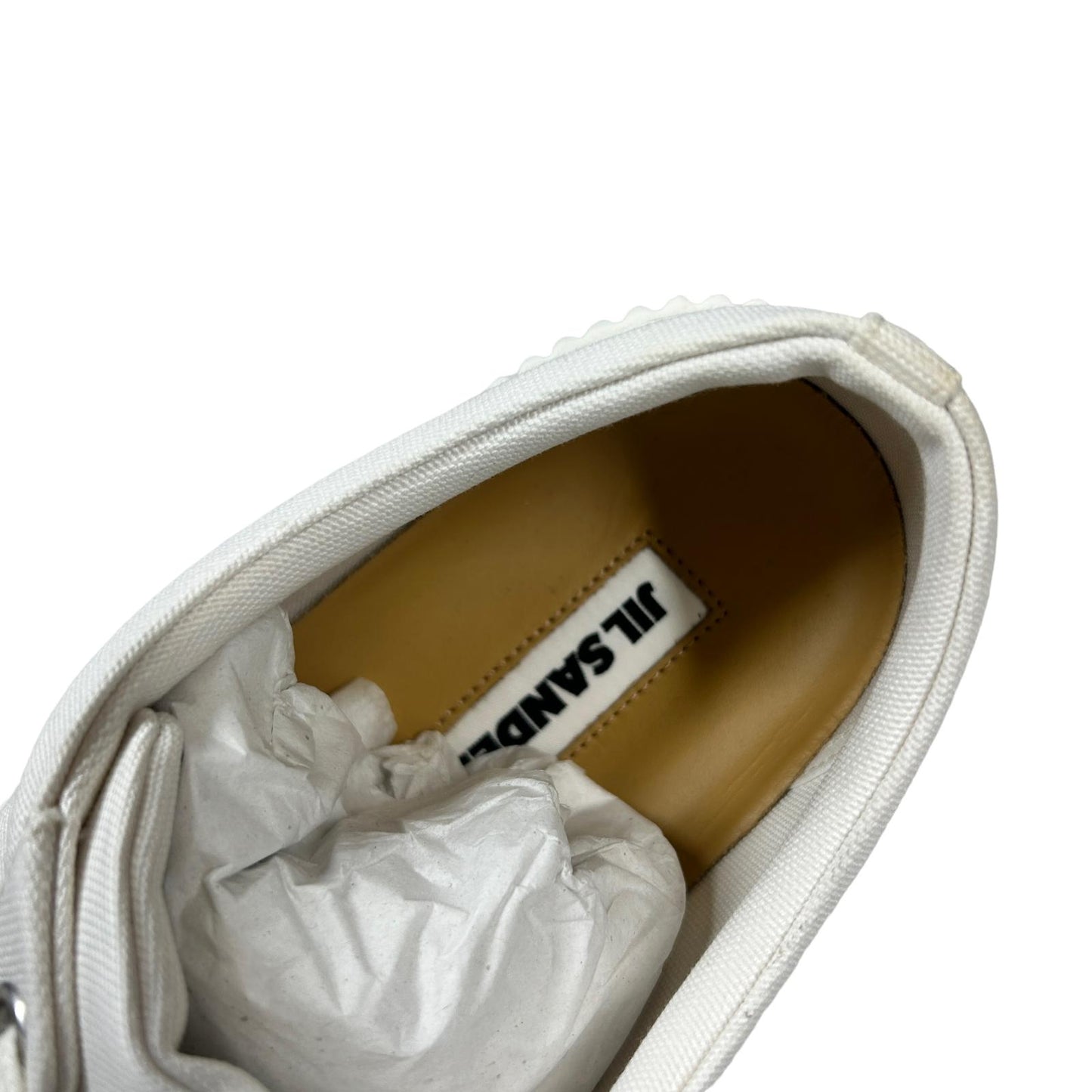 JIL SANDER VULCANIZED RUBBER SOLE CANVAS PLATFORM SNEAKERS - WHITE - EU38 UK5 - NEW