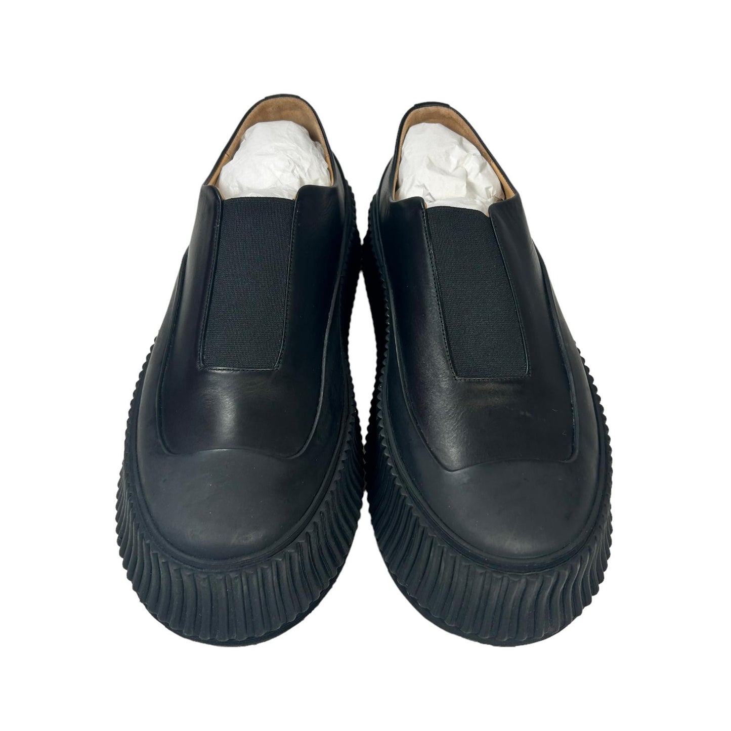 JIL SANDER VULCAVANIZED SOLE LEATHER SLIP ON SNEAKERS - BLACK - EU40 UK7 - NEW