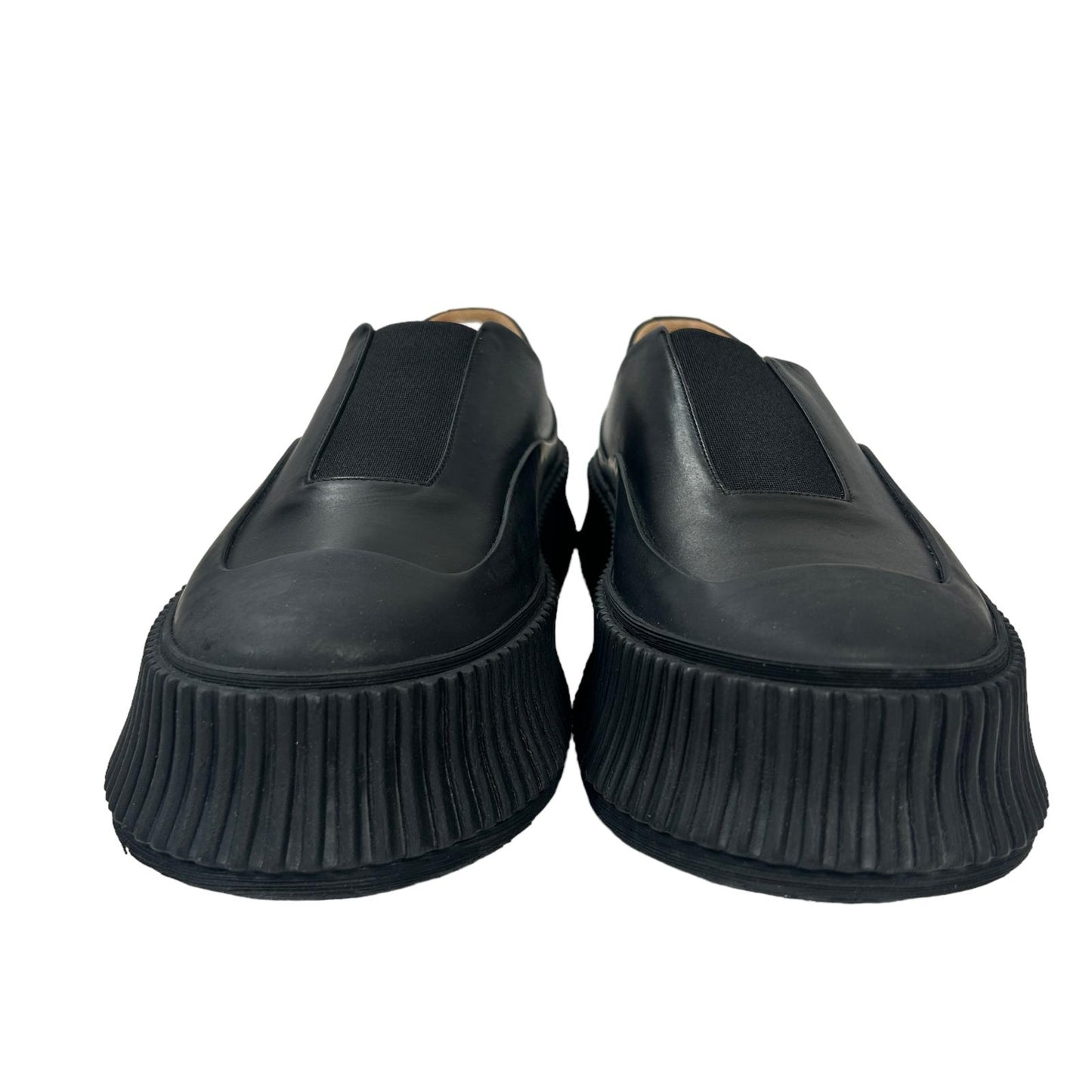 JIL SANDER VULCAVANIZED SOLE LEATHER SLIP ON SNEAKERS - BLACK - EU40 UK7 - NEW