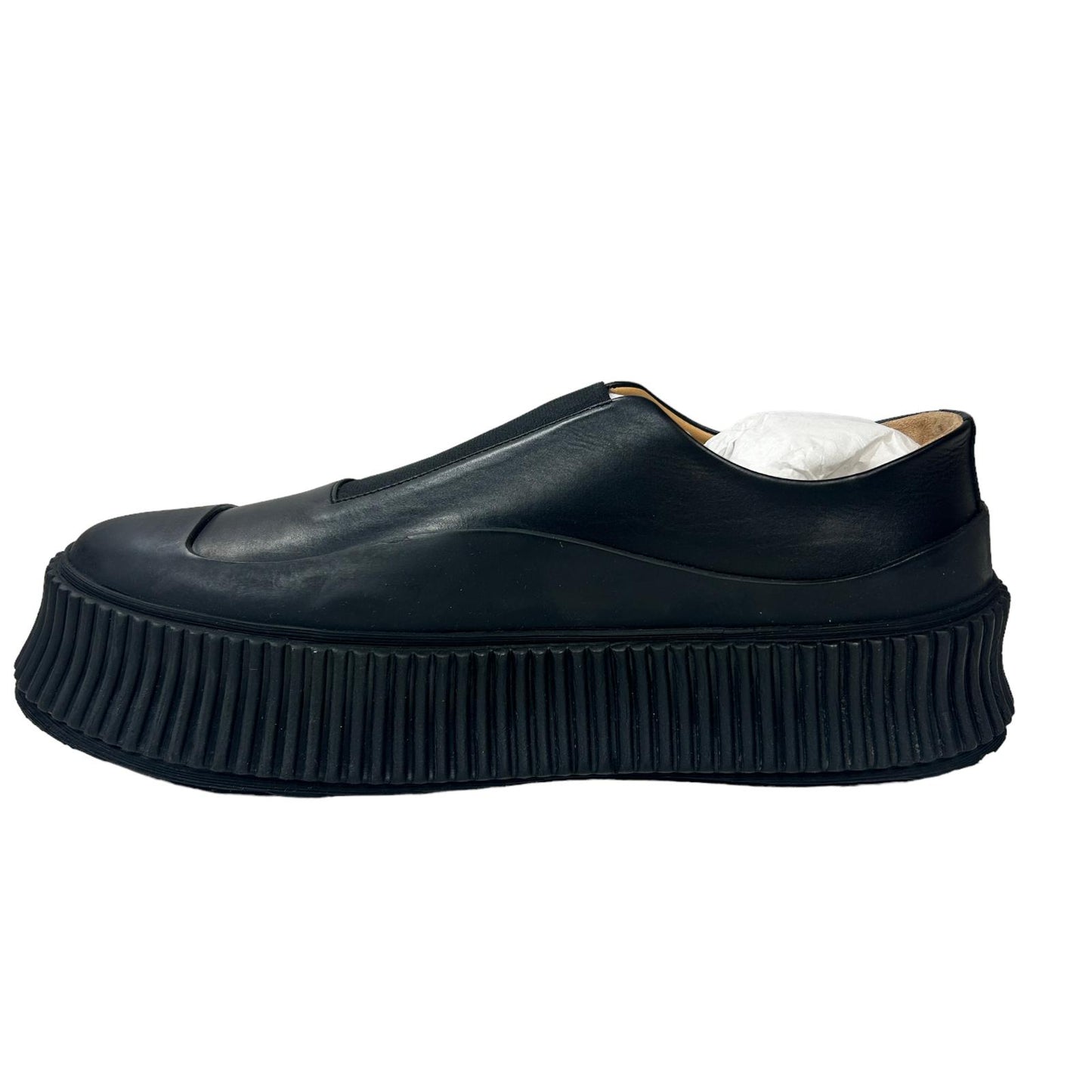 JIL SANDER VULCAVANIZED SOLE LEATHER SLIP ON SNEAKERS - BLACK - EU40 UK7 - NEW