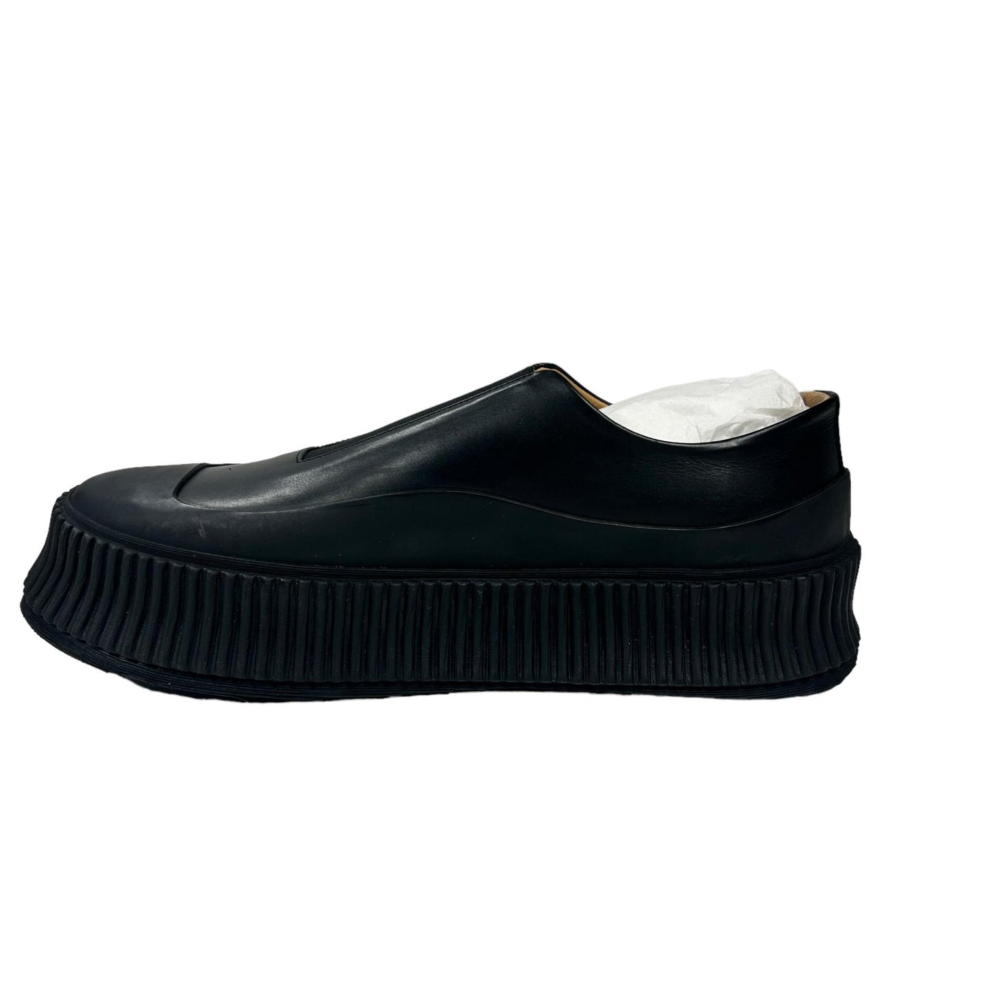 JIL SANDER VULCAVANIZED SOLE LEATHER SLIP ON SNEAKERS - BLACK - EU42 UK9 - NEW