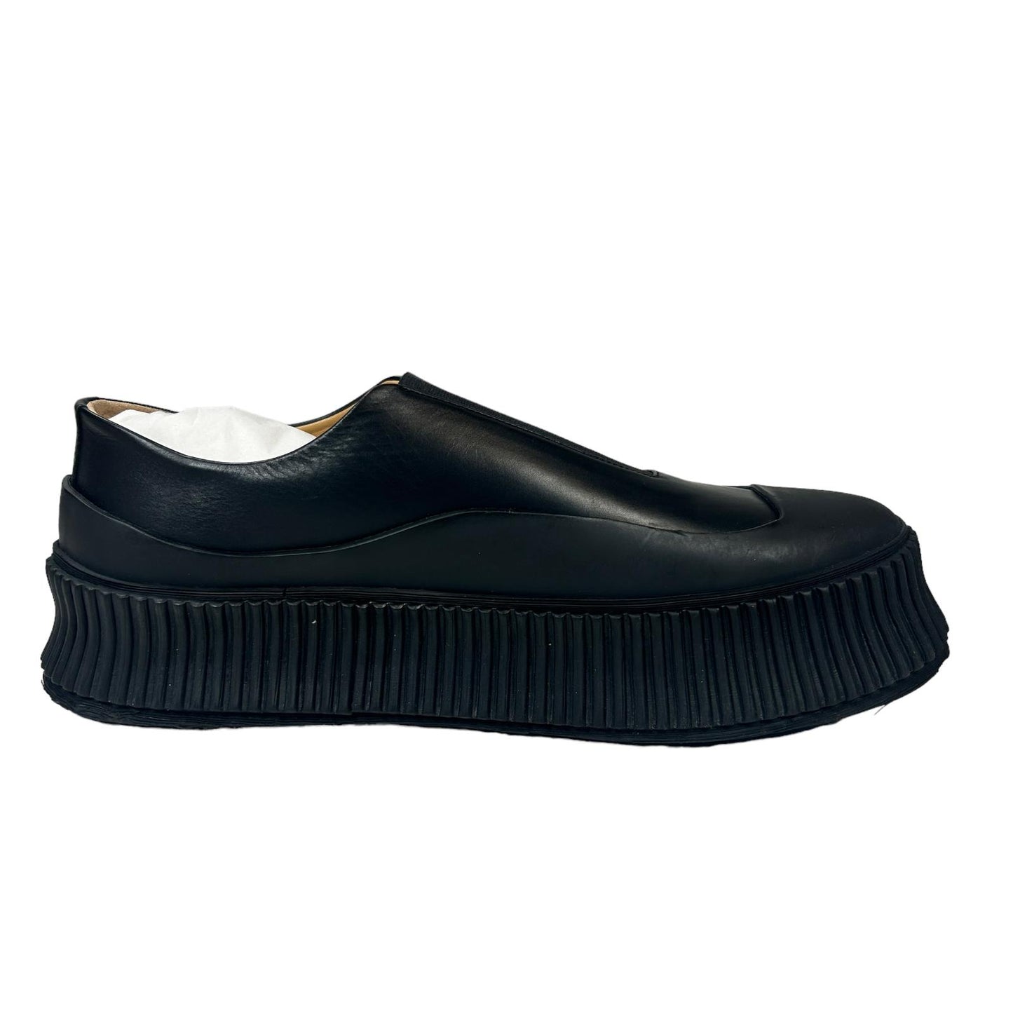 JIL SANDER VULCAVANIZED SOLE LEATHER SLIP ON SNEAKERS - BLACK - EU42 UK9 - NEW