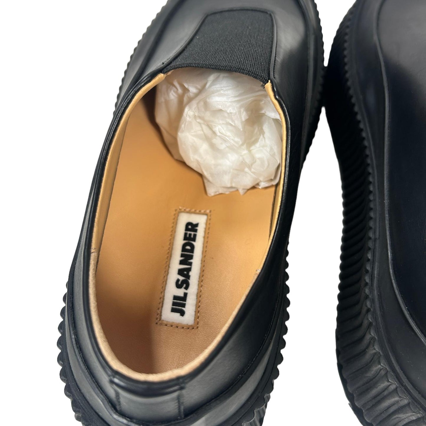JIL SANDER VULCAVANIZED SOLE LEATHER SLIP ON SNEAKERS - BLACK - EU42 UK9 - NEW