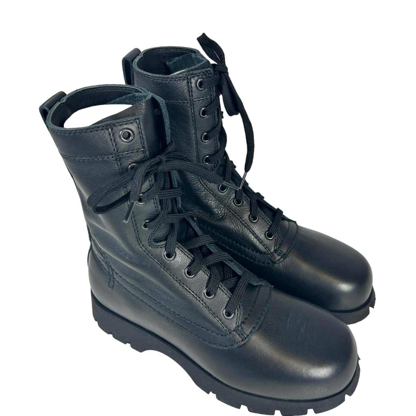 JIL SANDER CALF LENGTH LEATHER LACE UP COMBAT BOOTS - EU37 UK4 - BLACK NEW