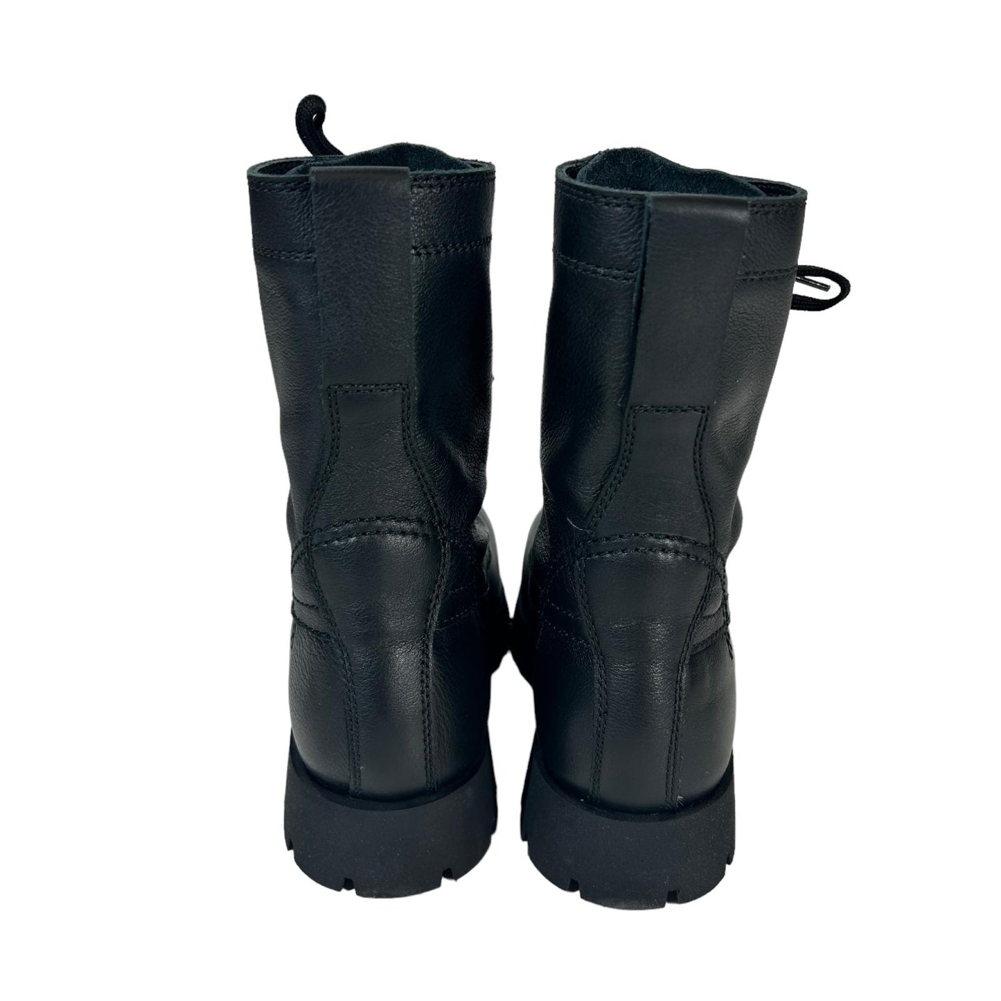 JIL SANDER CALF LENGTH LEATHER LACE UP COMBAT BOOTS - EU37 UK4 - BLACK NEW