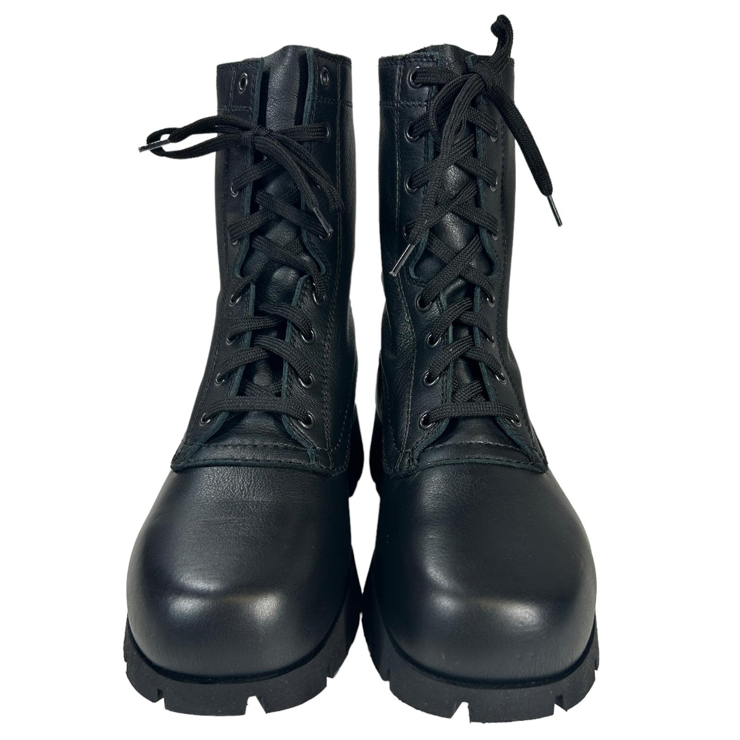 JIL SANDER CALF LENGTH LEATHER LACE UP COMBAT BOOTS - EU37 UK4 - BLACK NEW