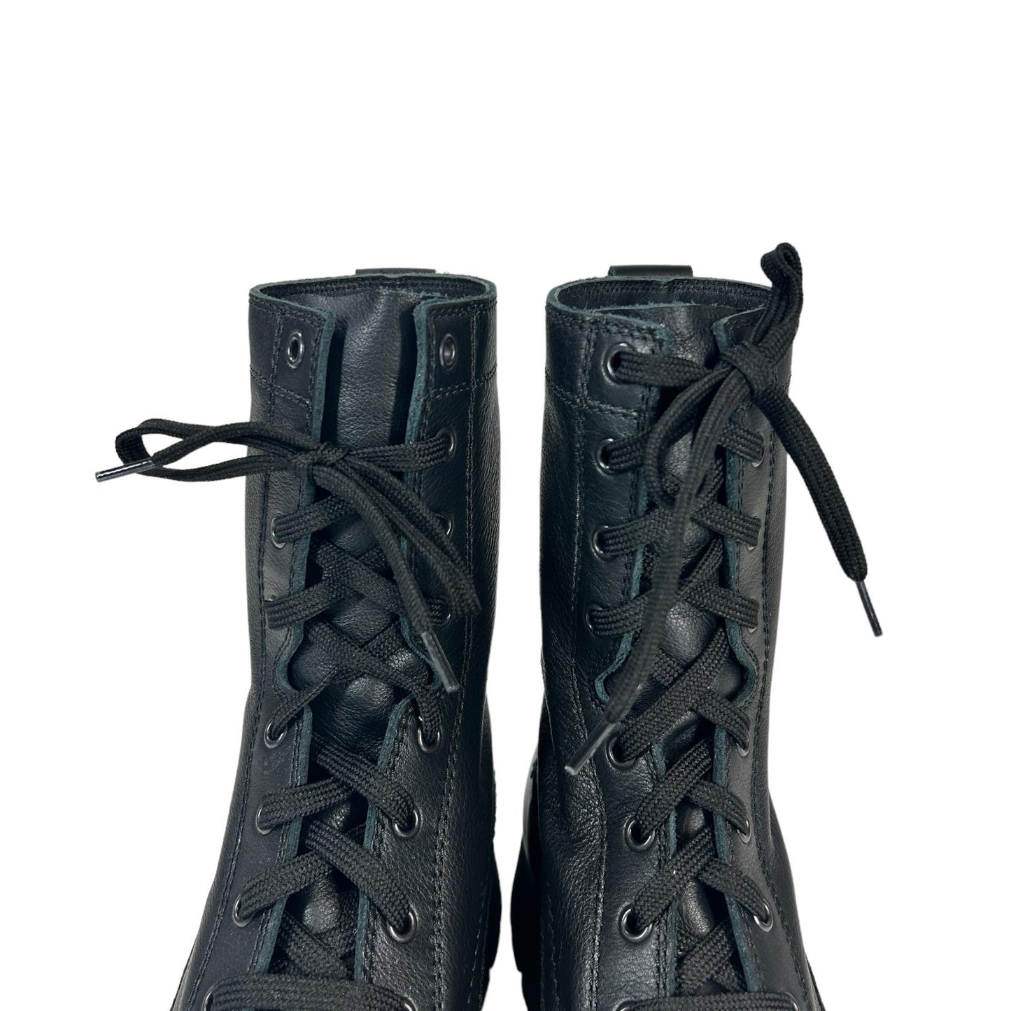 JIL SANDER CALF LENGTH LEATHER LACE UP COMBAT BOOTS - EU37 UK4 - BLACK NEW