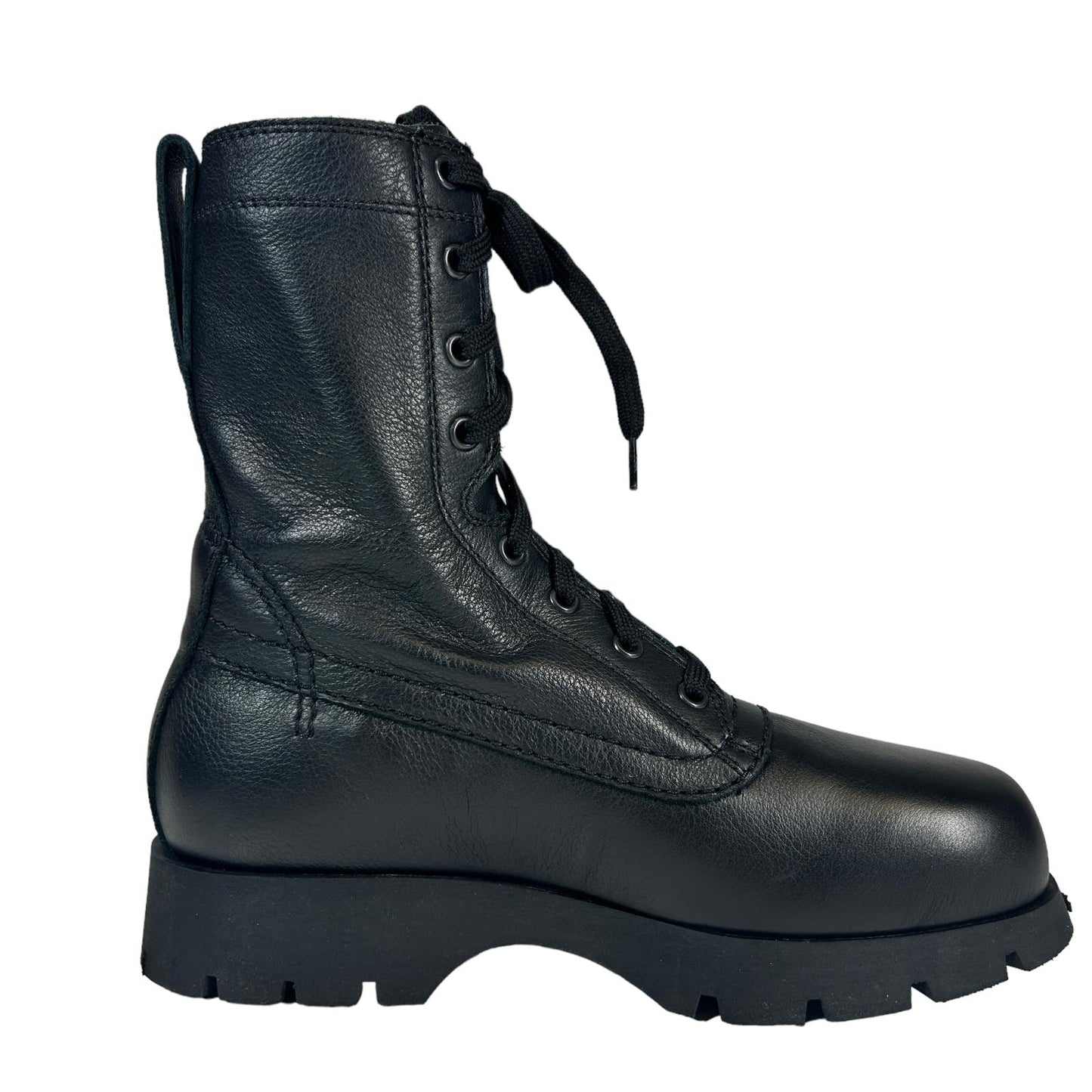 JIL SANDER CALF LENGTH LEATHER LACE UP COMBAT BOOTS - EU37 UK4 - BLACK NEW