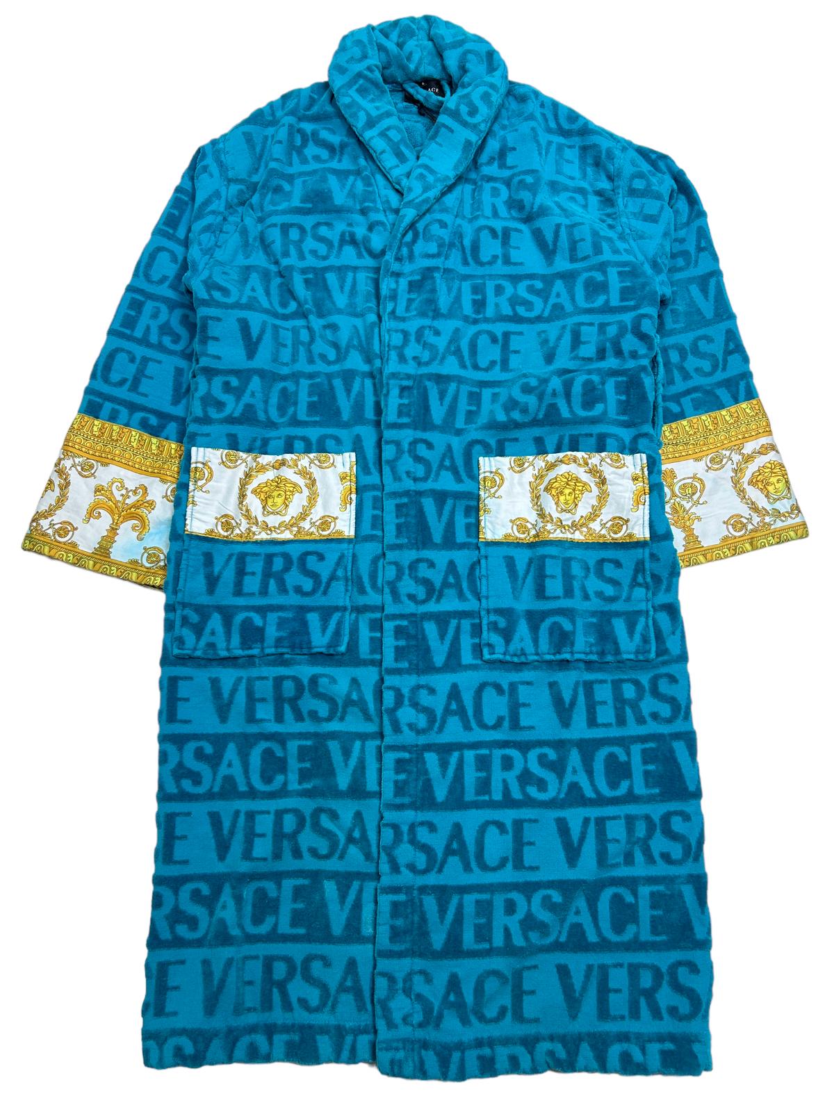 VERSACE UNISEX I LOVE BAROQUE SOFT BATHROBE - BLUE - LARGE - DEFECTED NEW