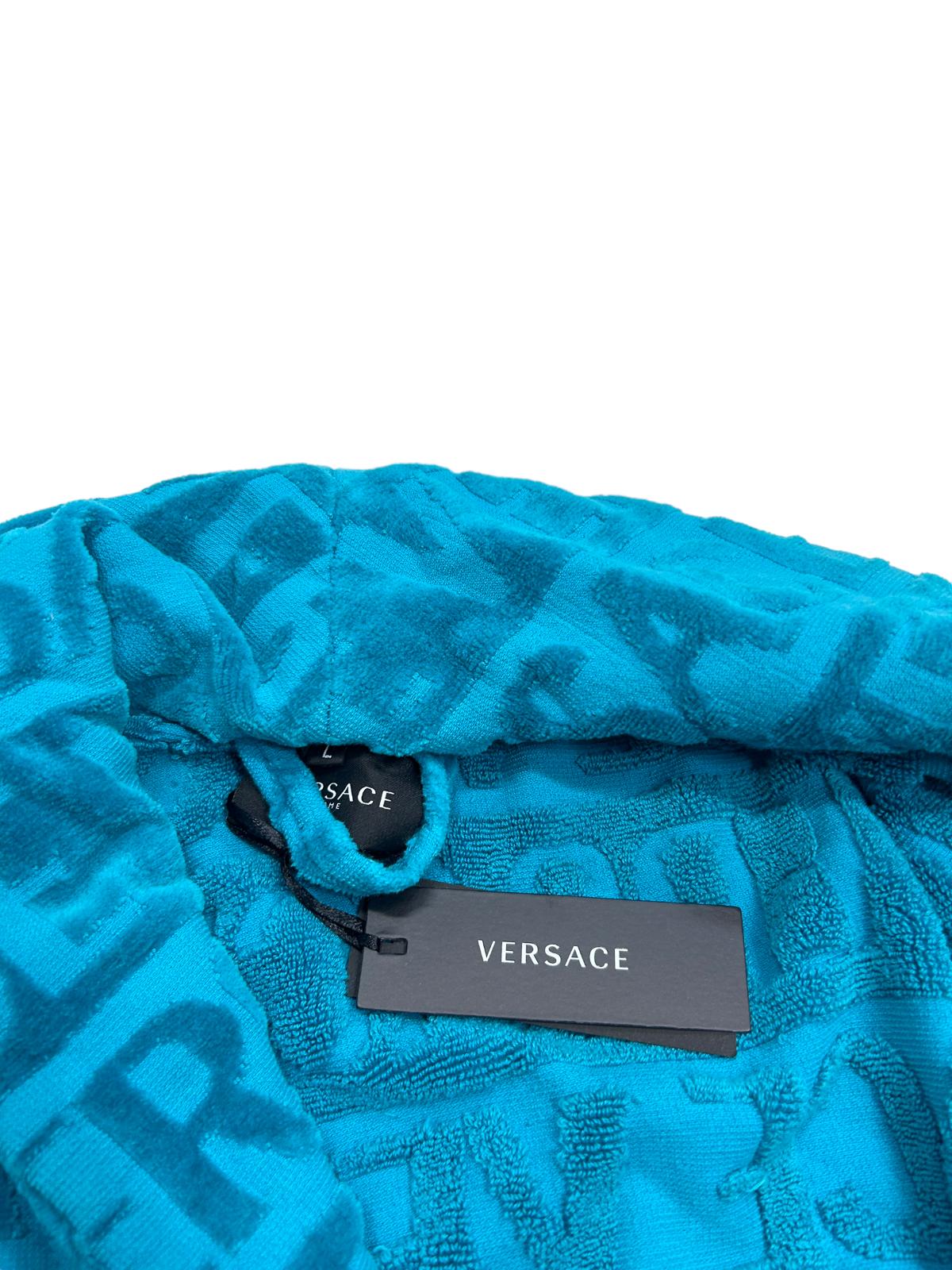 VERSACE UNISEX I LOVE BAROQUE SOFT BATHROBE - BLUE - LARGE - DEFECTED NEW