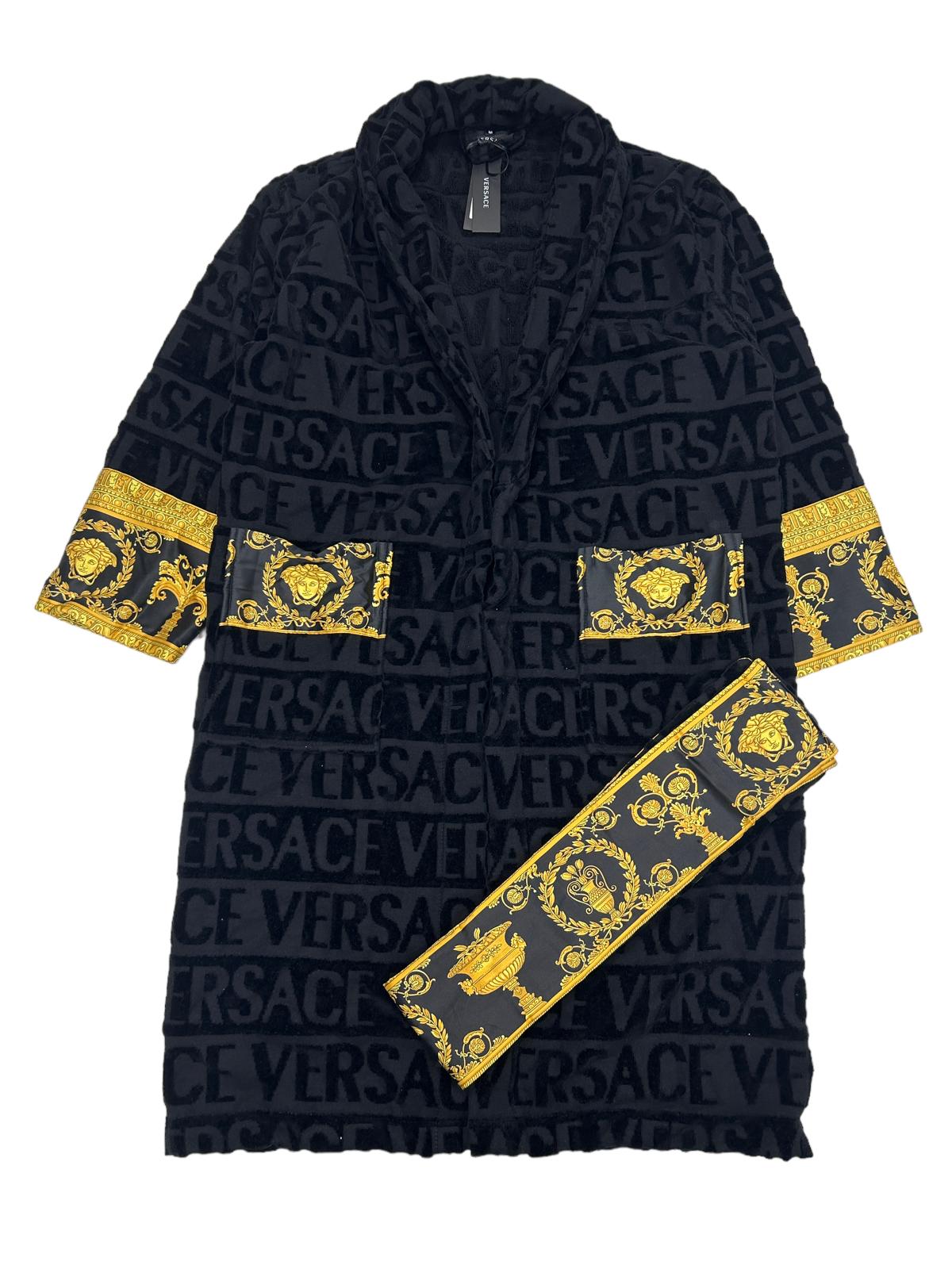 VERSACE UNISEX I LOVE BAROQUE SOFT BATHROBE - BLACK - MEDIUM - NEW DAMAGED BOX