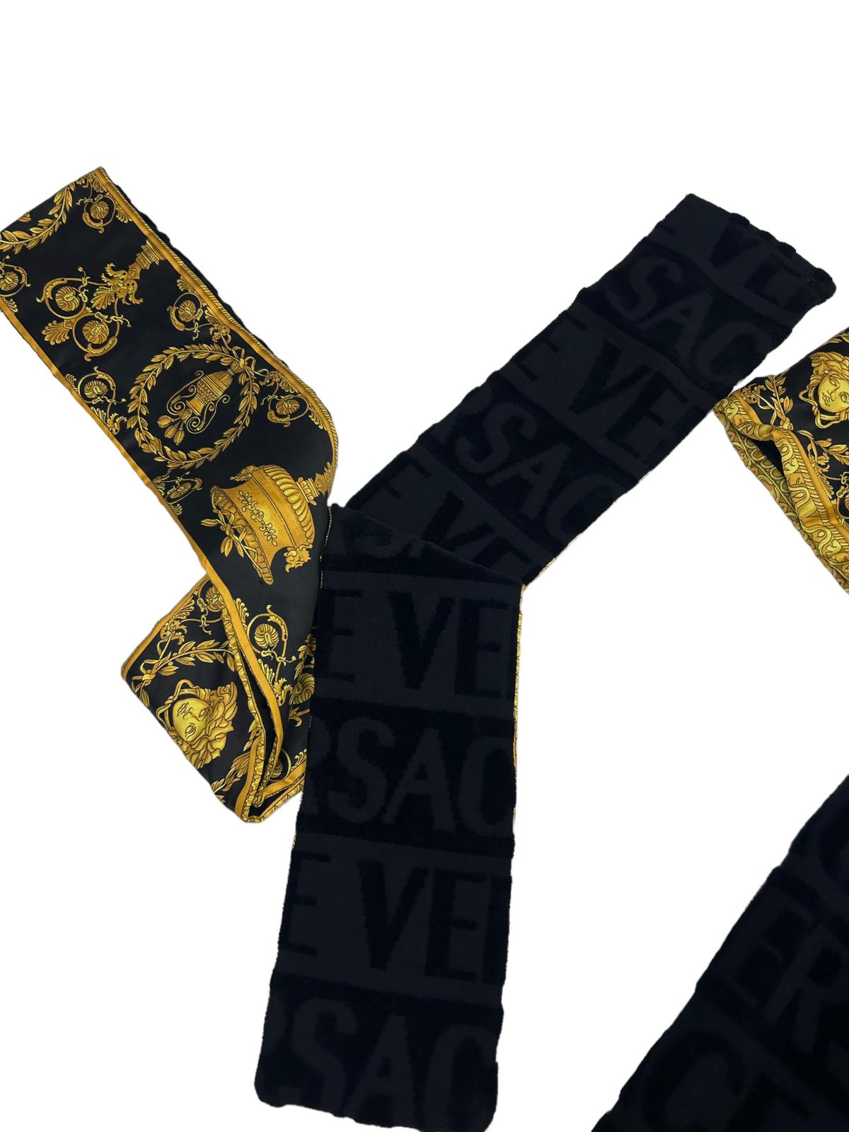 VERSACE UNISEX I LOVE BAROQUE SOFT BATHROBE - BLACK - MEDIUM - NEW DAMAGED BOX