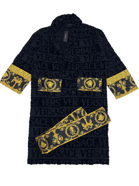 VERSACE UNISEX I LOVE BAROQUE SOFT BATHROBE - BLK - MED - NEW DAMAGED BOX