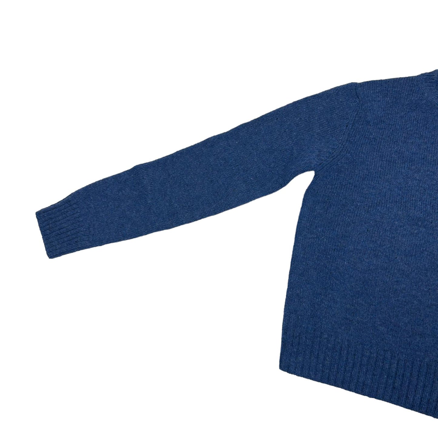 PRADA CLASSIC SHETLAND CREW KNIT VIRGIN WOOL SWEATER - BLUE - 44 - NEW