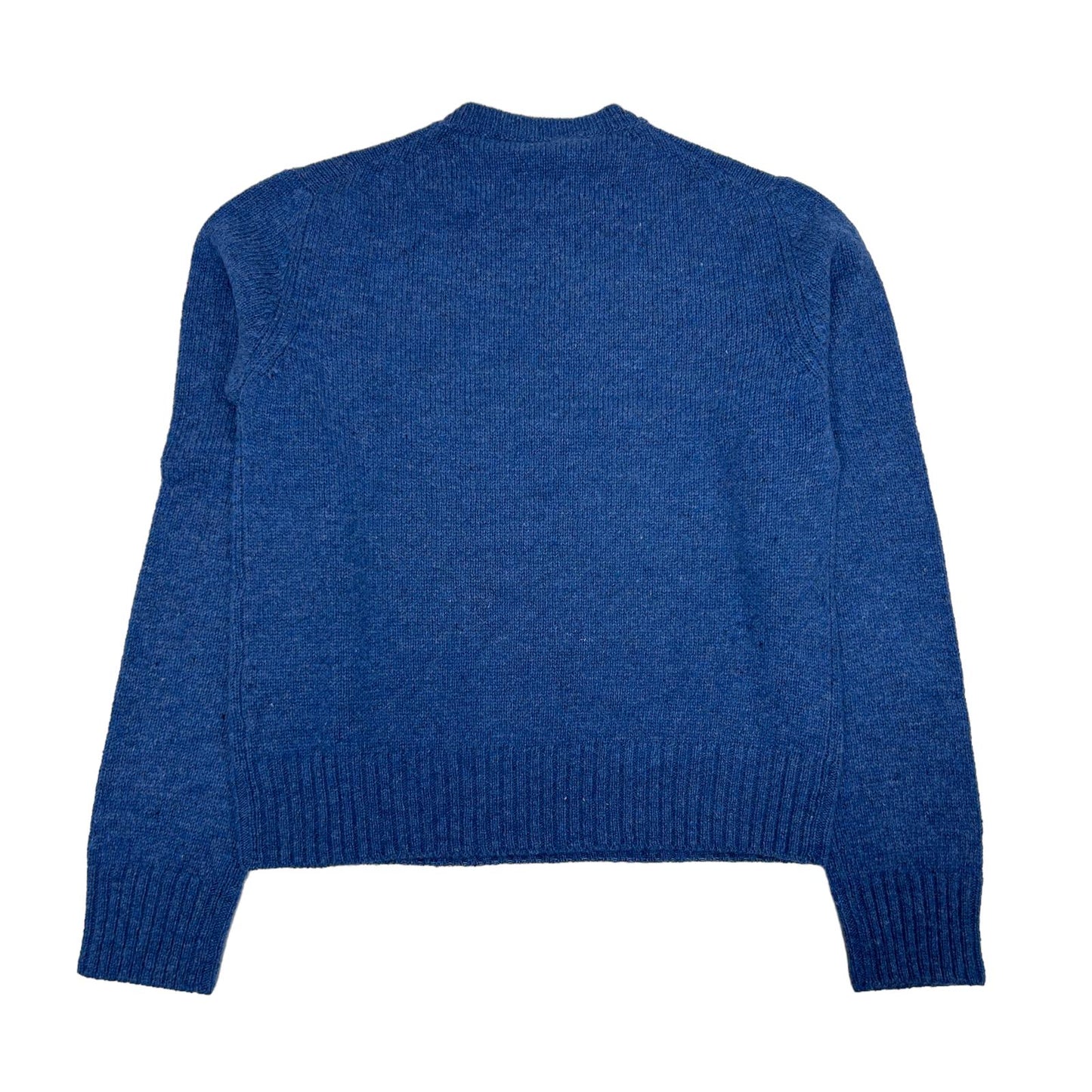 PRADA CLASSIC SHETLAND CREW KNIT VIRGIN WOOL SWEATER - BLUE - 44 - NEW