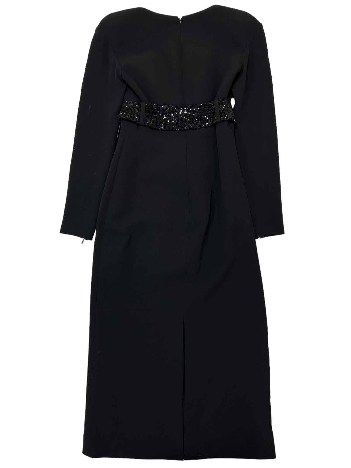 VERSACE Crystal-embellished Belted Midi Dress - Black Size 36 - NEW RRP2750