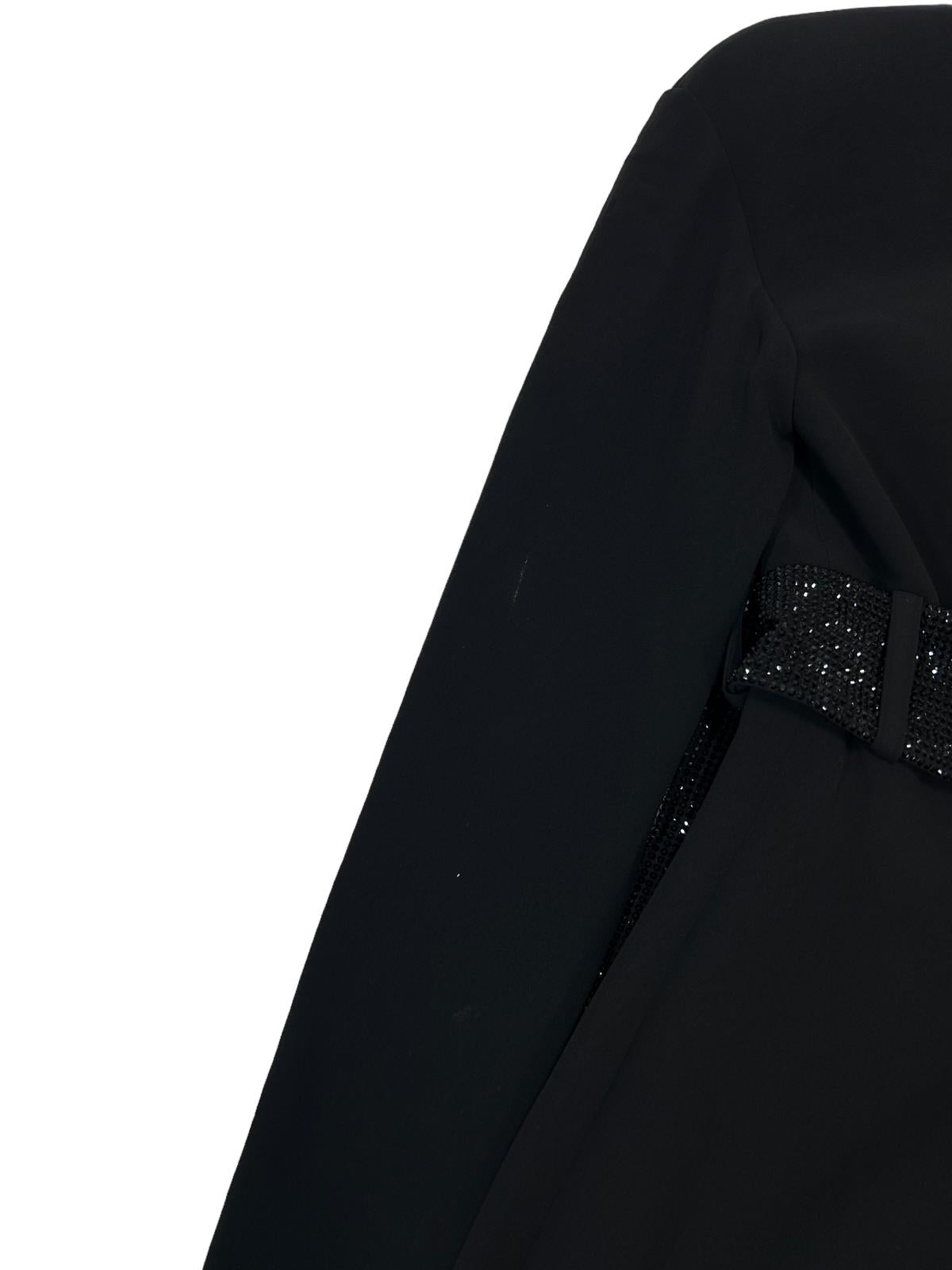 VERSACE Crystal-embellished Belted Midi Dress - Black Size 36 - NEW RRP2750