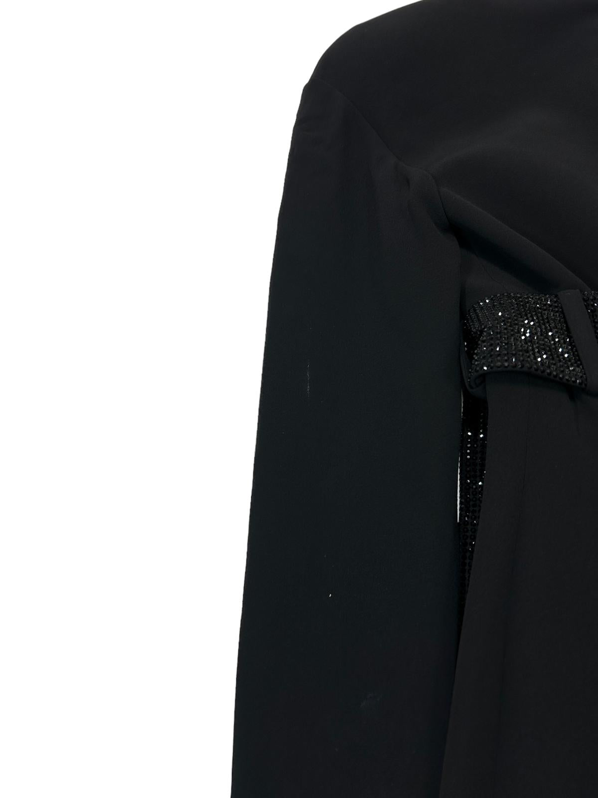 VERSACE Crystal-embellished Belted Midi Dress - Black Size 36 - NEW RRP2750