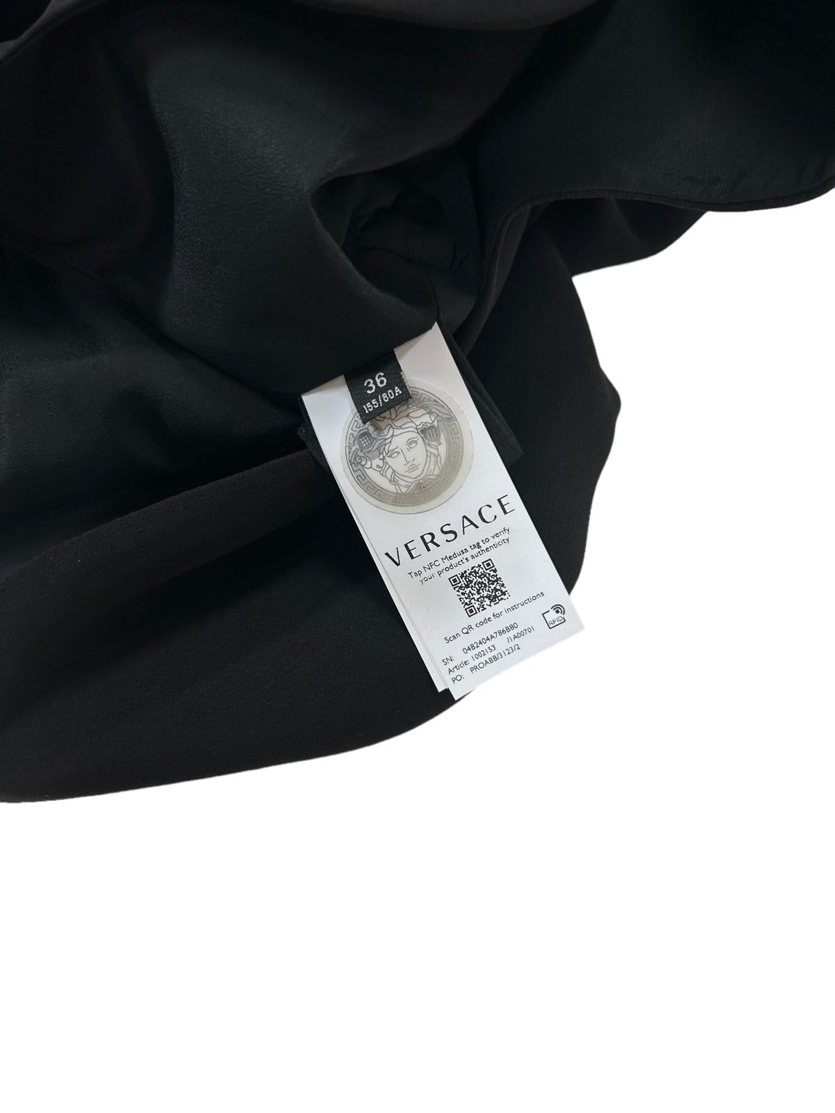 VERSACE Crystal-embellished Belted Midi Dress - Black Size 36 - NEW RRP2750