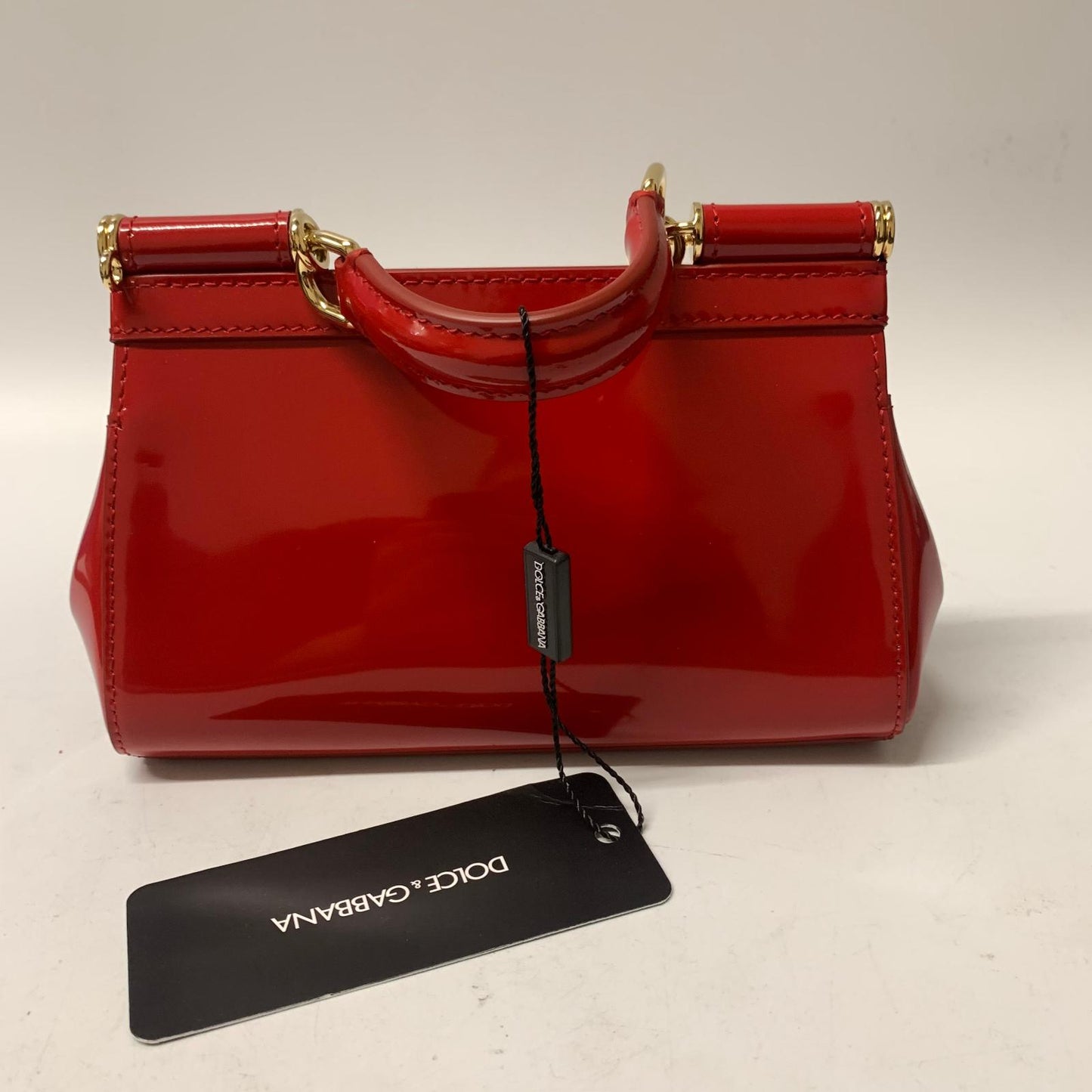 DOLCE & GABBANA Red Sicily Baguette Top Handle Leather Handbag NEW RRP 1200