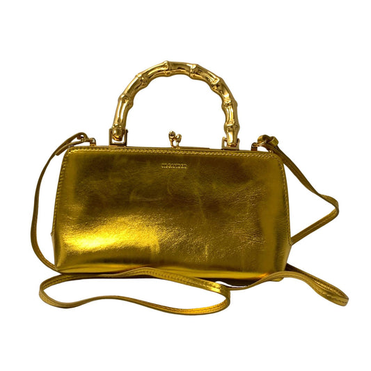 JIL SANDER Goji Mini Crossbody Bamboo Handle Gold Metallic Handbag NEW RRP 1900