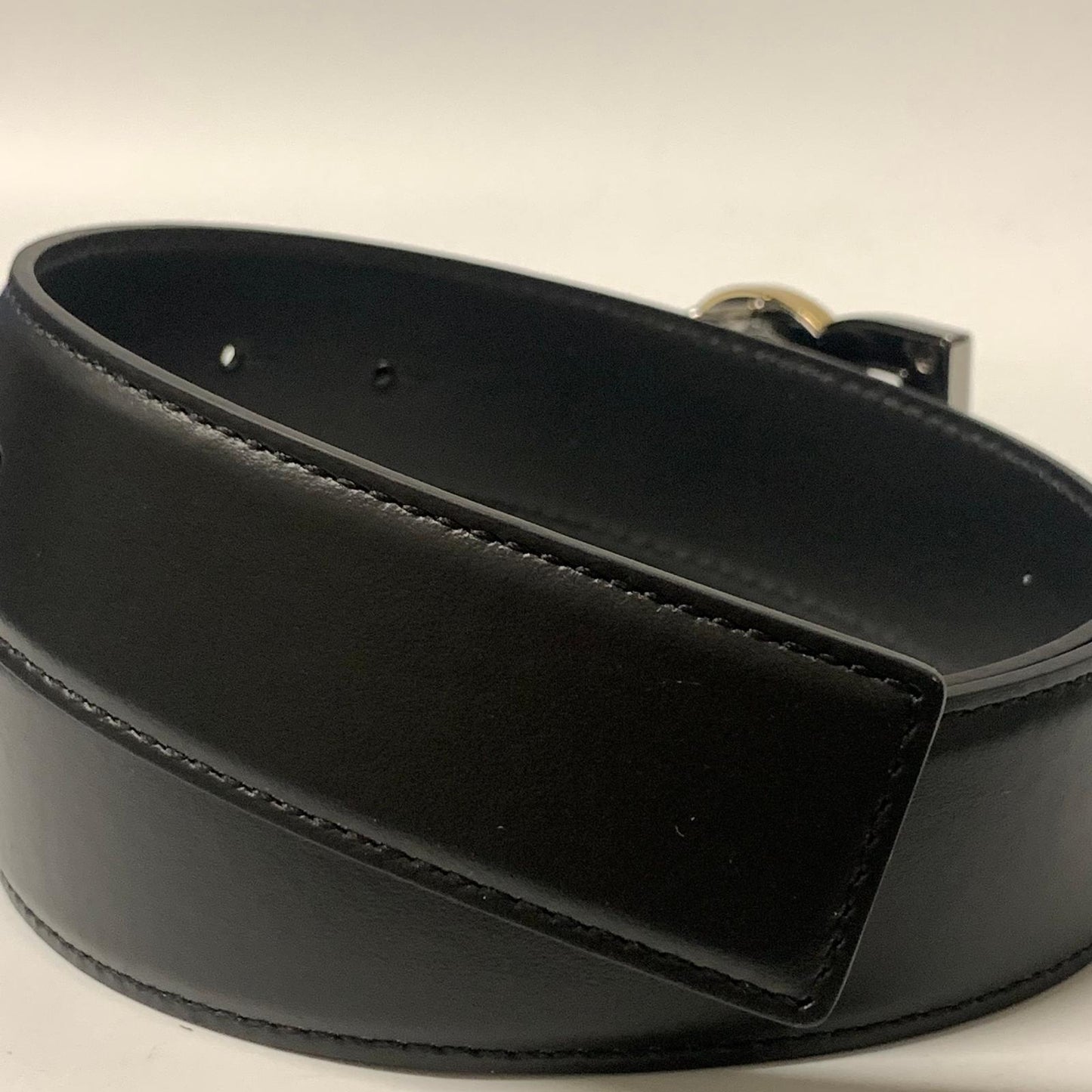 DOLCE & GABBANA Black DG 2 Tone Buckle Mens Leather Belt Size 95 NEW RRP 415
