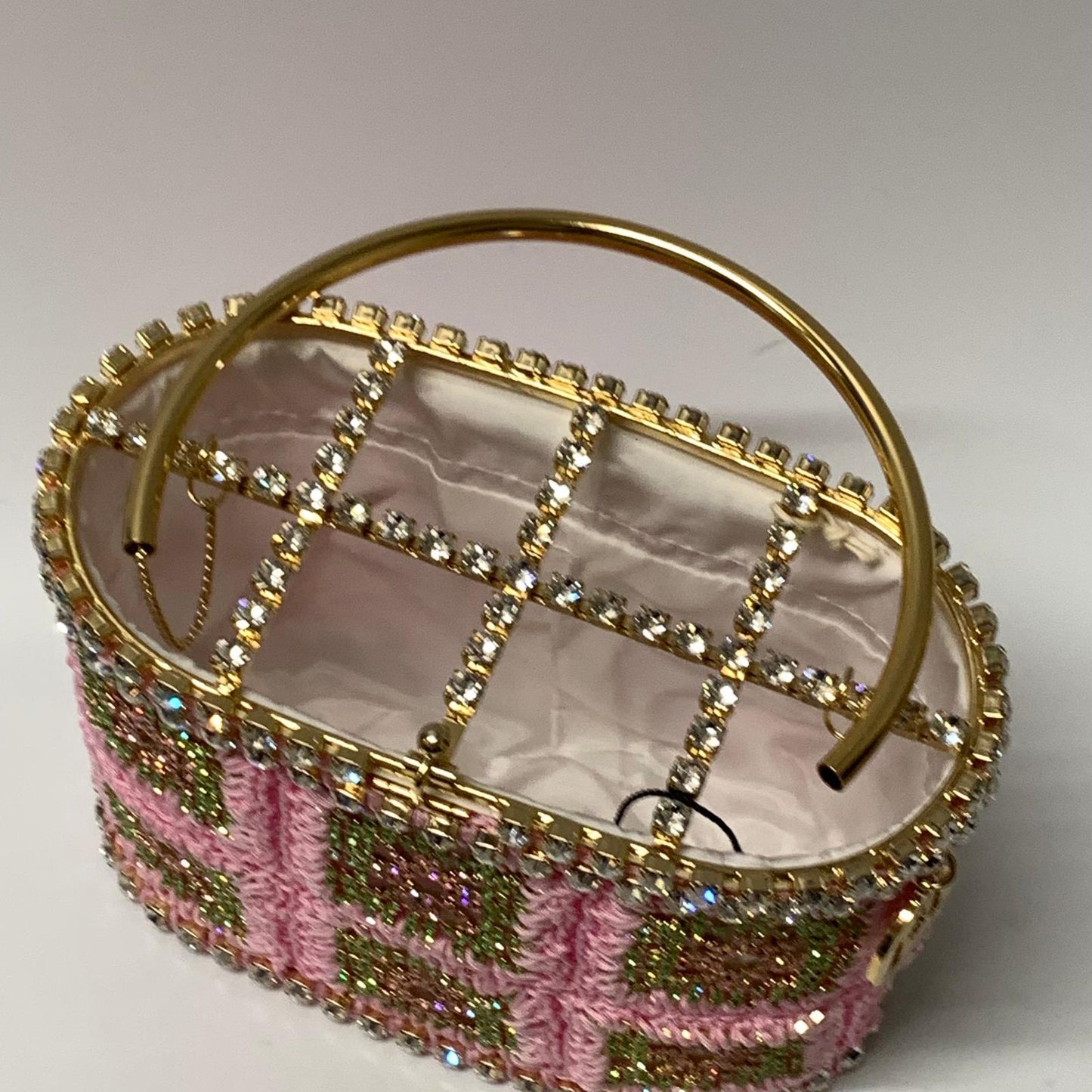 ROSANTICA Pink And Gold Holli Macrame Crochet Crystal Clutch Bag NEW RRP 1410