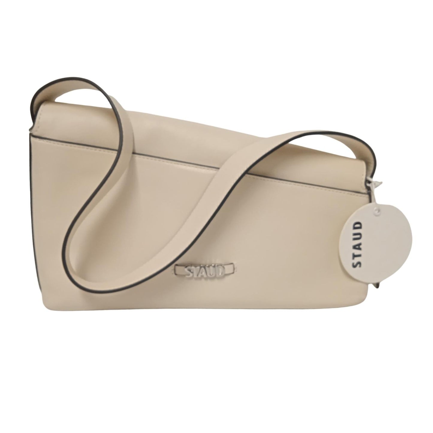 STAUD Ladies Cream Beige Leather Acute Shoulder Bag Size Small RRP280 NEW