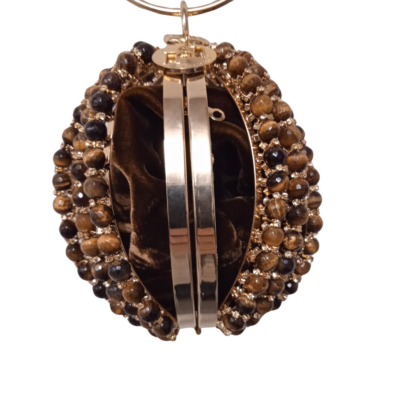 ROSANTICA Brown & Gold-Tone Bead Embellished Diletta Bracelet Bag S RRP800 NEW