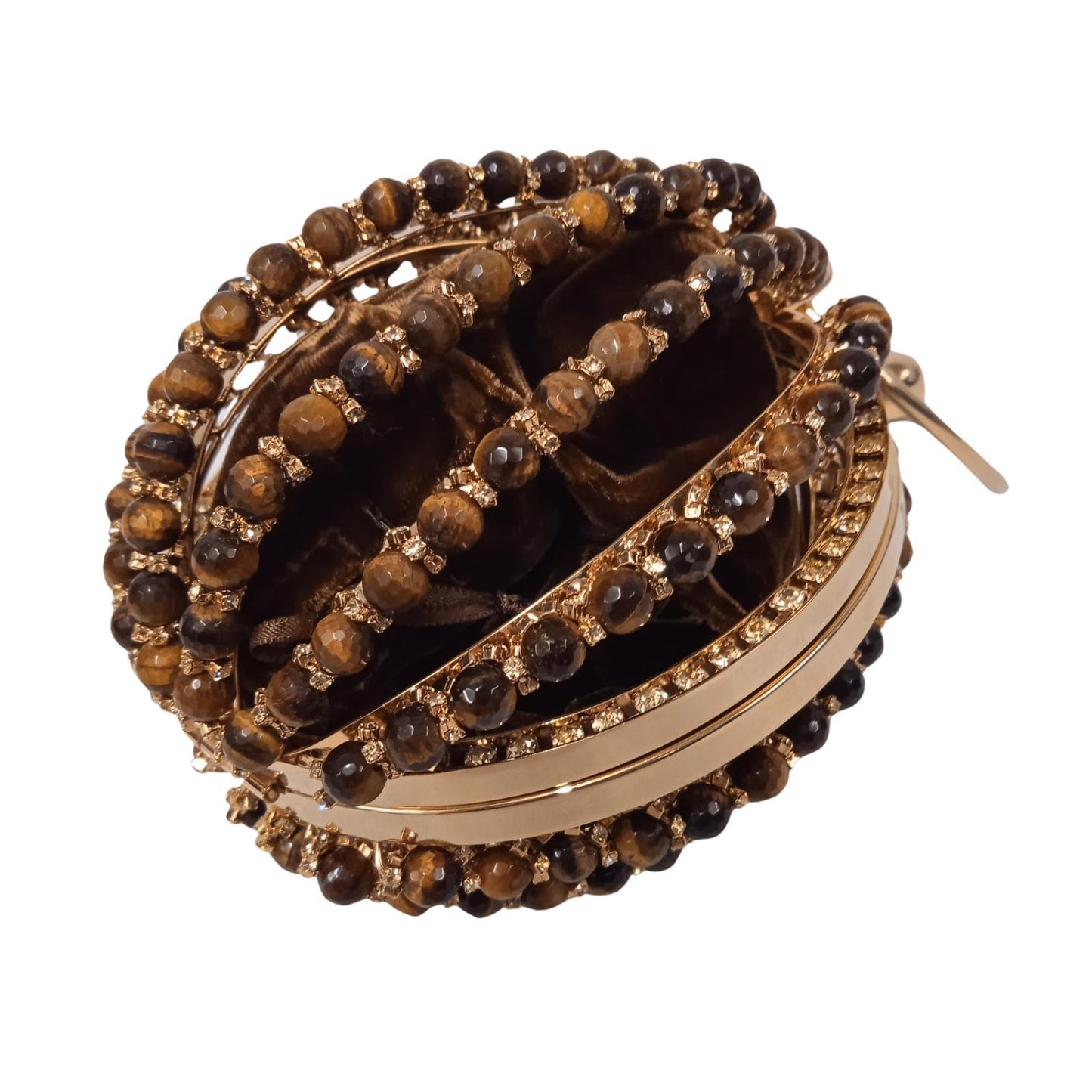 ROSANTICA Brown & Gold-Tone Bead Embellished Diletta Bracelet Bag S RRP800 NEW