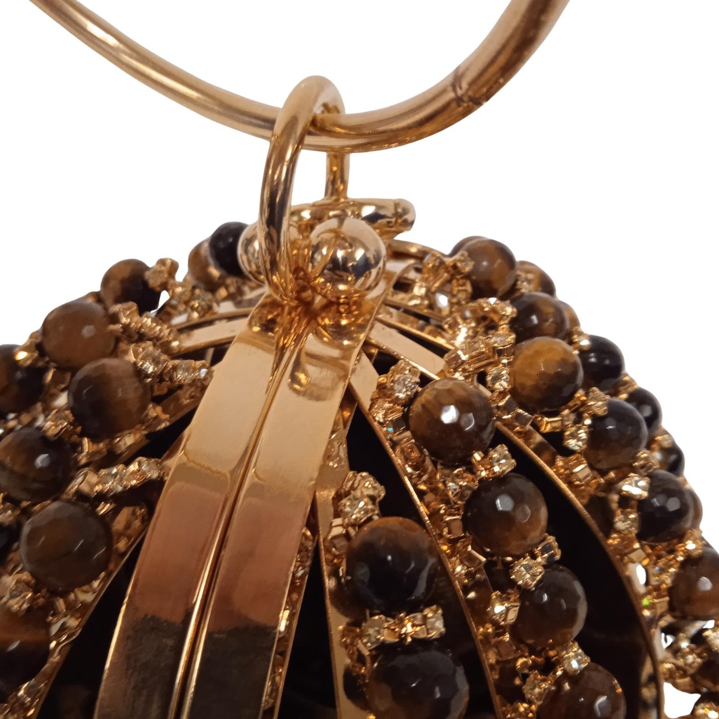 ROSANTICA Brown & Gold-Tone Bead Embellished Diletta Bracelet Bag S RRP800 NEW