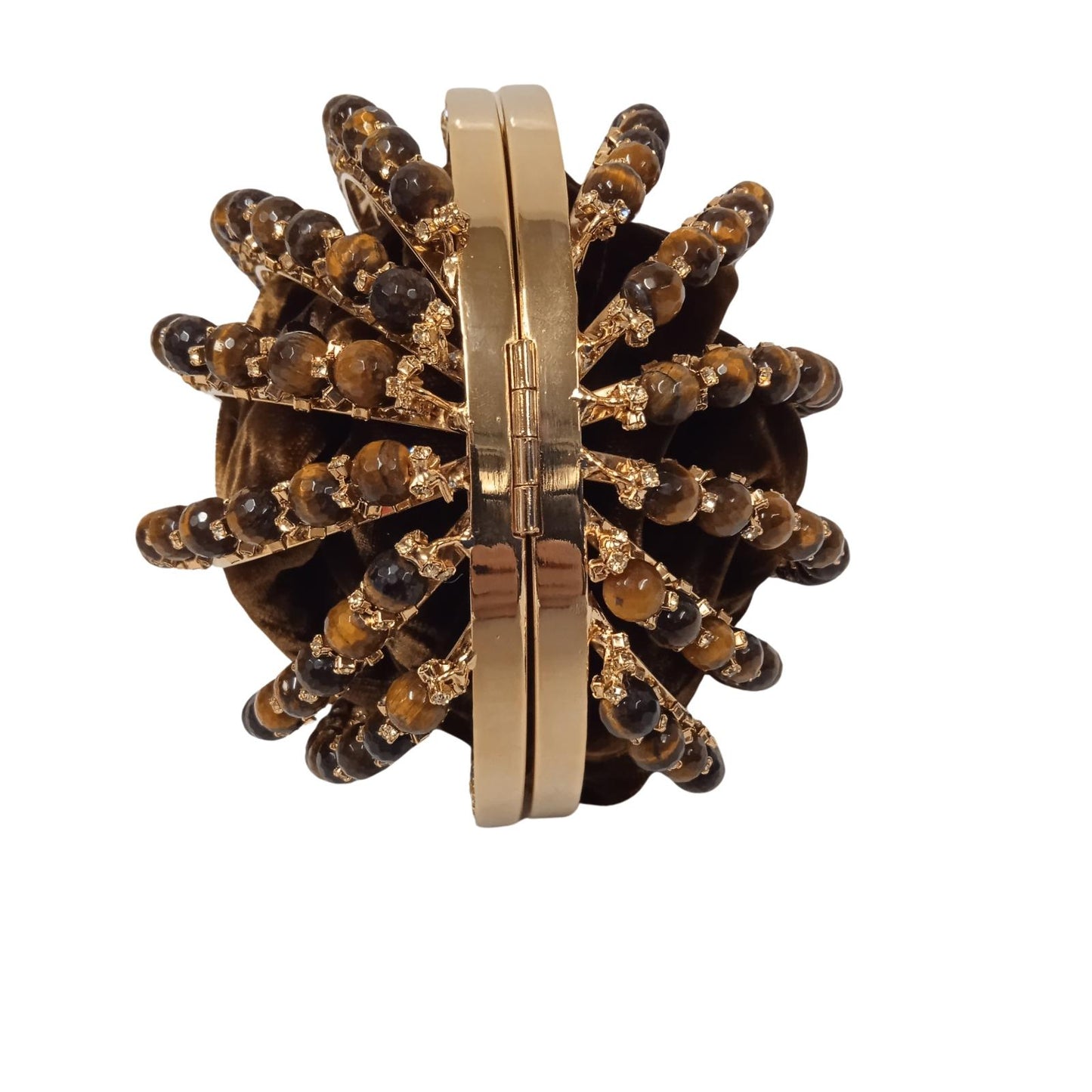 ROSANTICA Brown & Gold-Tone Bead Embellished Diletta Bracelet Bag S RRP800 NEW