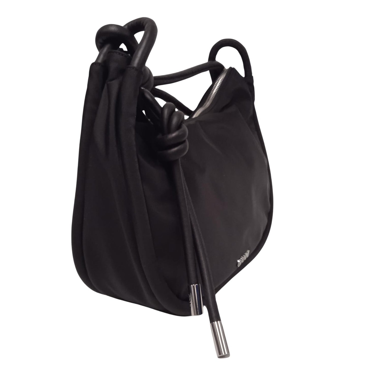 GANNI Ladies Black Recycled Shell Knot Strap Medium Shoulder Bag RRP245 NEW