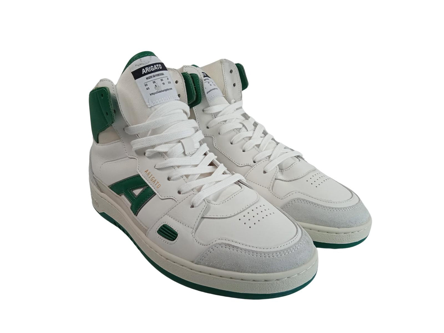 AXEL ARIGATO Men's White & Green Leather A-Dice Hi Trainers UK8 RRP225 NEW